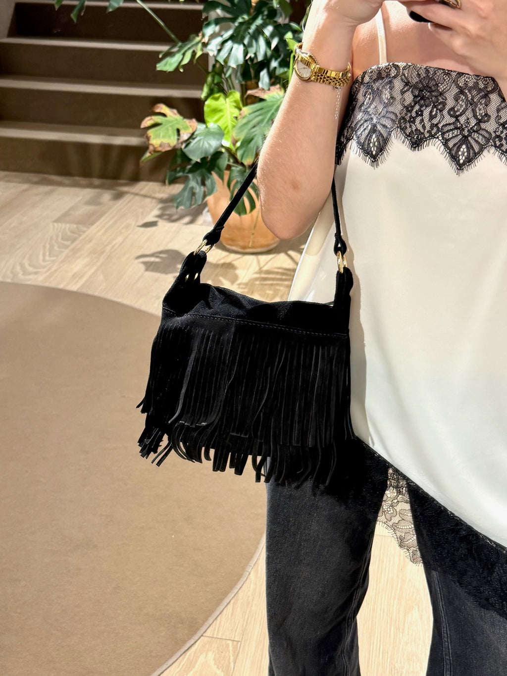 Boho Fringed Suede Bag
