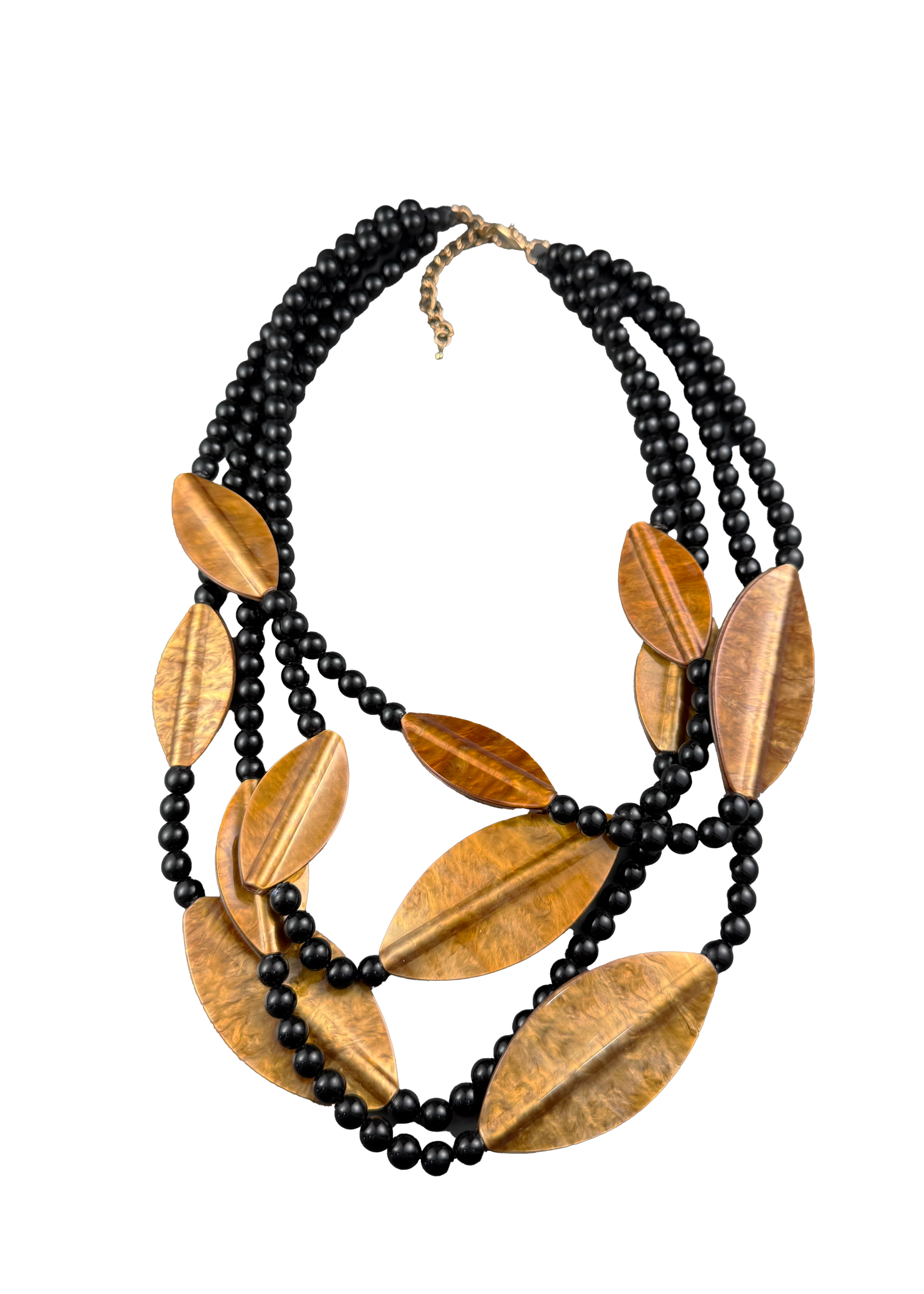 Black & Caramel Statement Multi-Strand Necklace