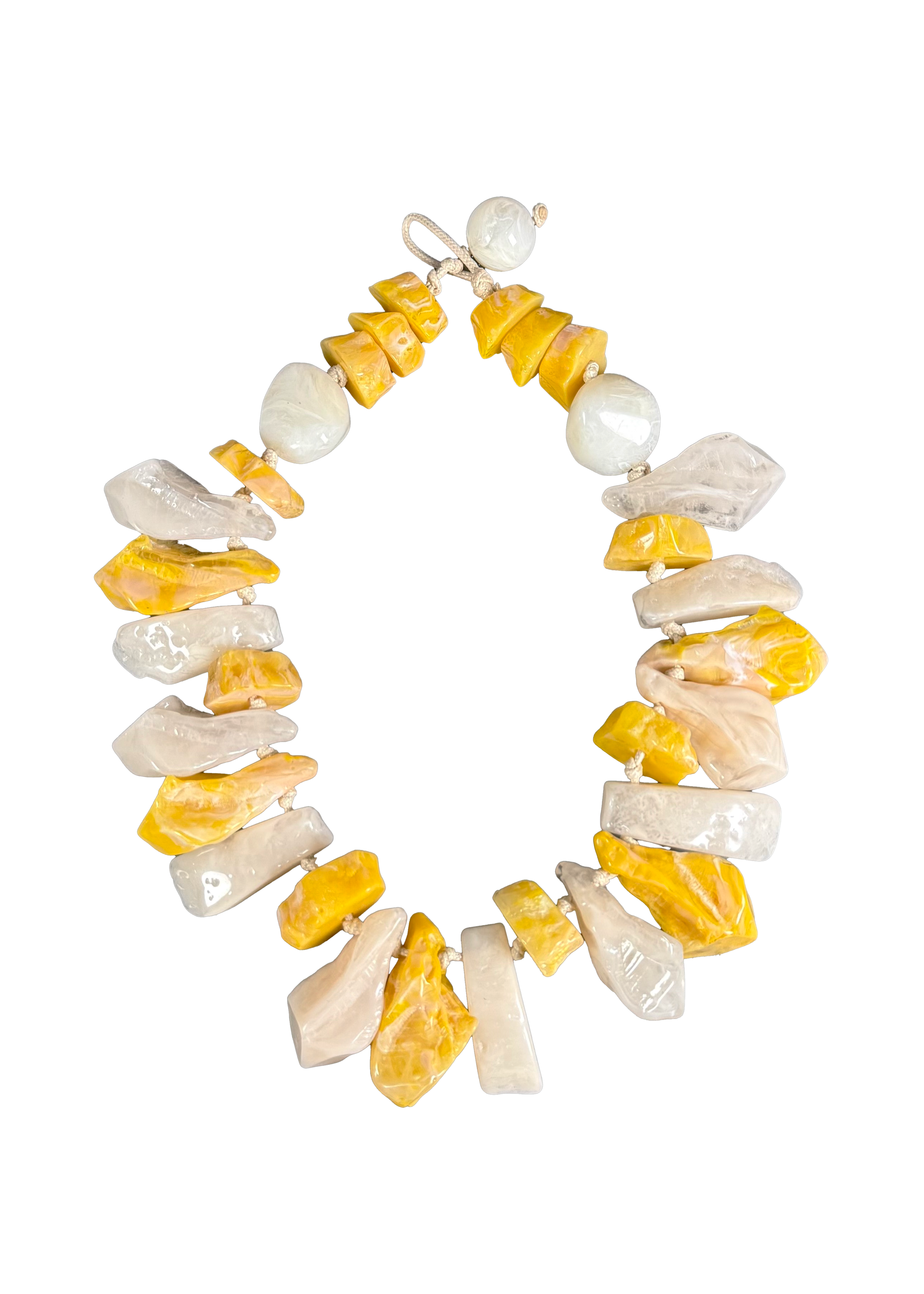 Yellow & Cream Chunky Stone Necklace