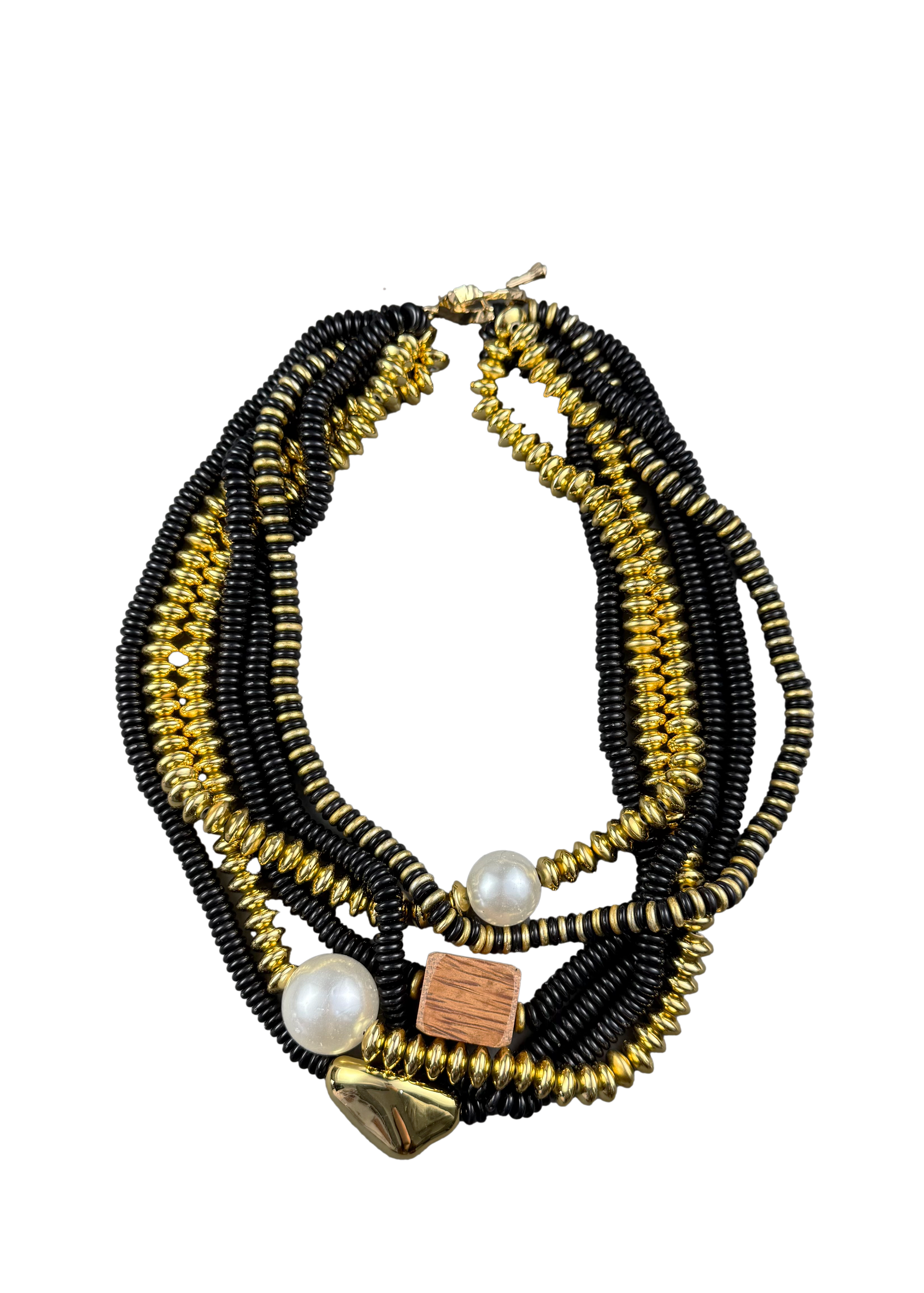 Black & Gold Multi-Strand Statement Necklace
