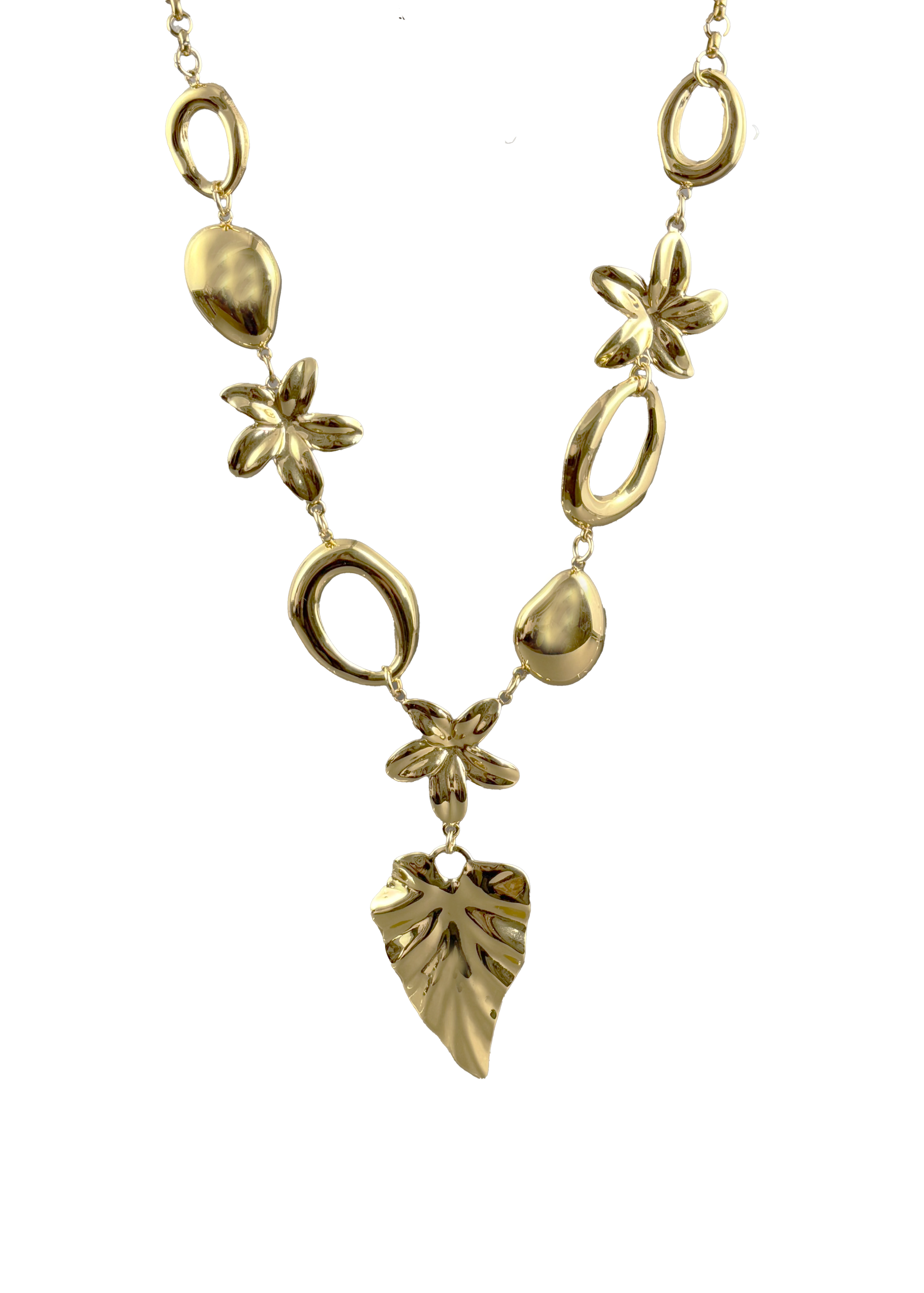 Gold Flora & Leaf Pendant Necklace