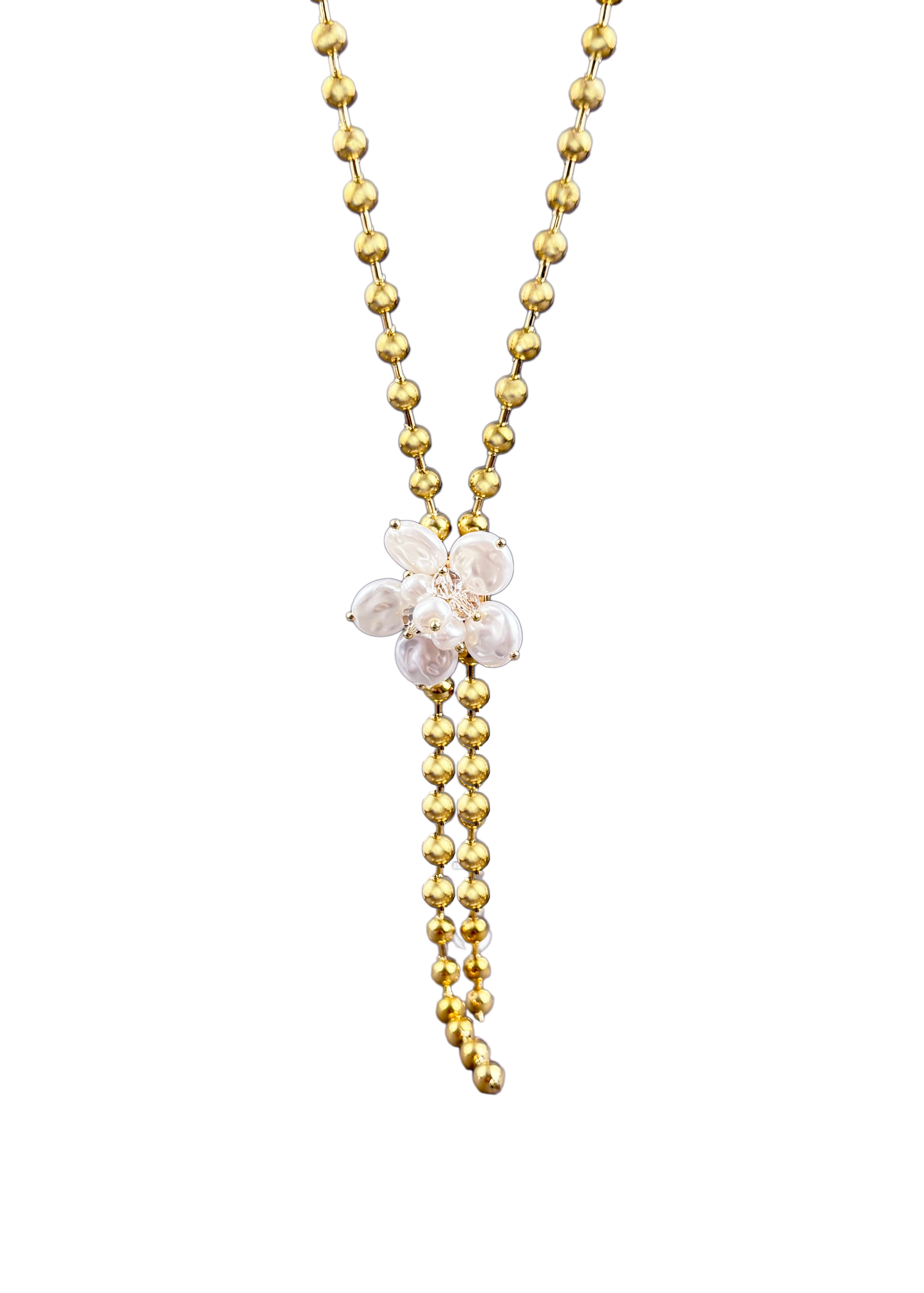 White Flower Bold Beaded Chain