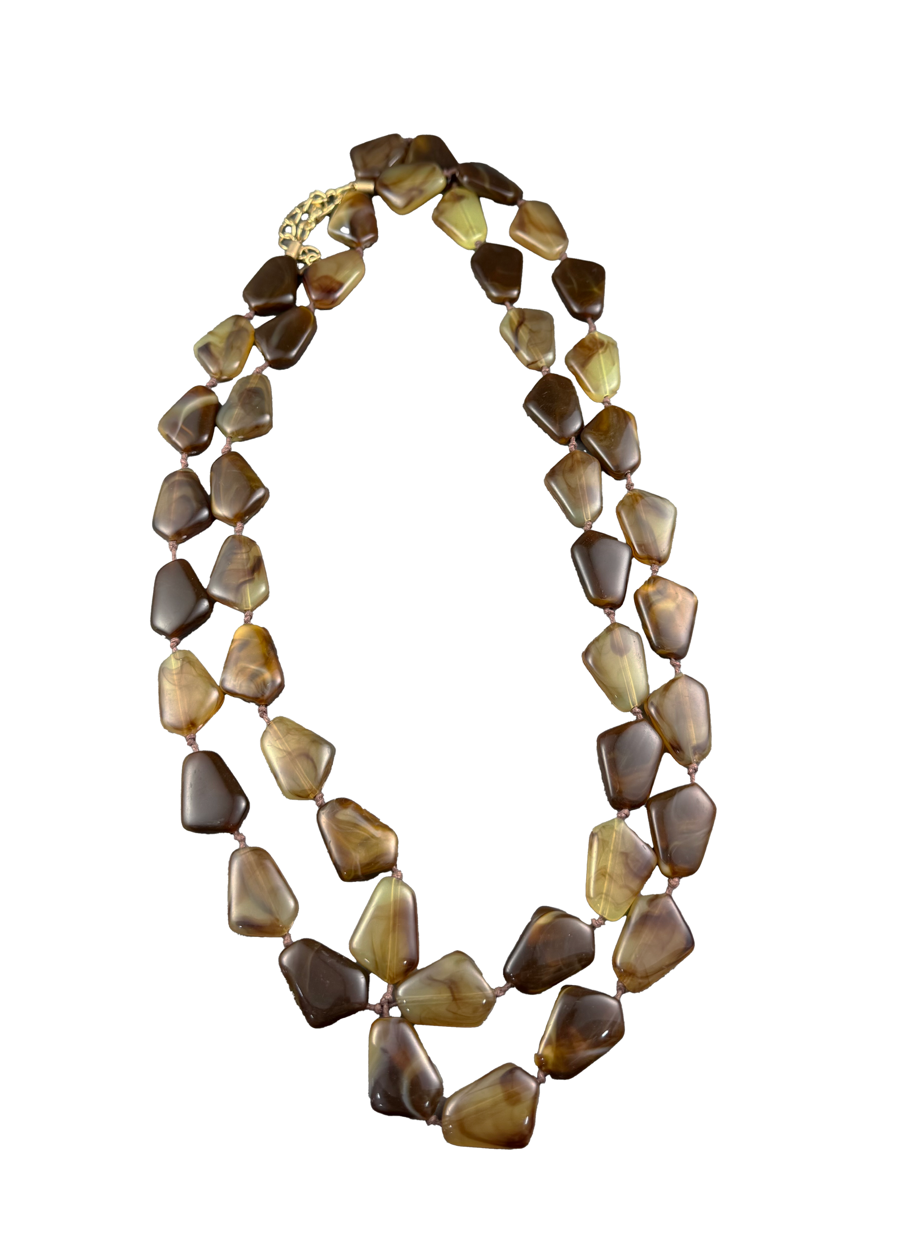 Long Single Strand Brown Stone Necklace