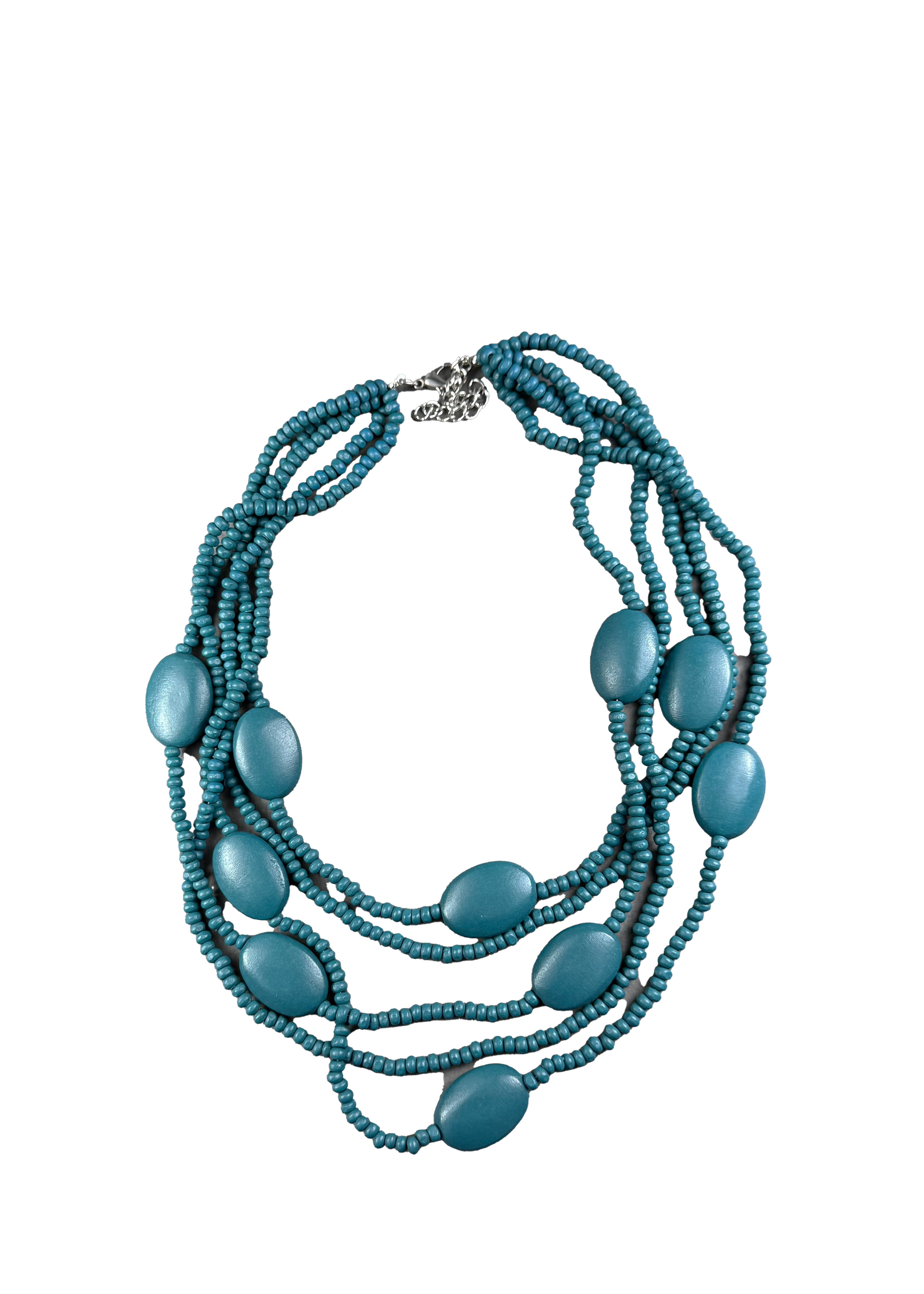 Natural Wood Multi-Strand Necklace