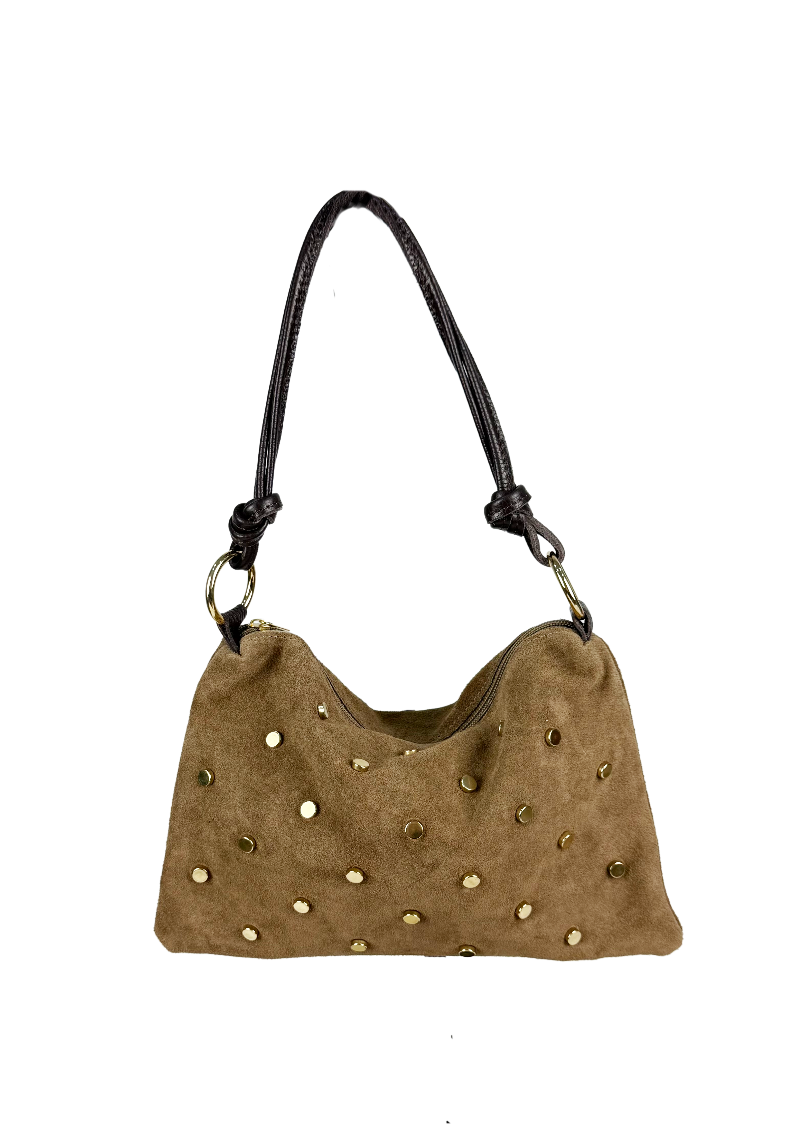 Suede Studded Shoulder Bag