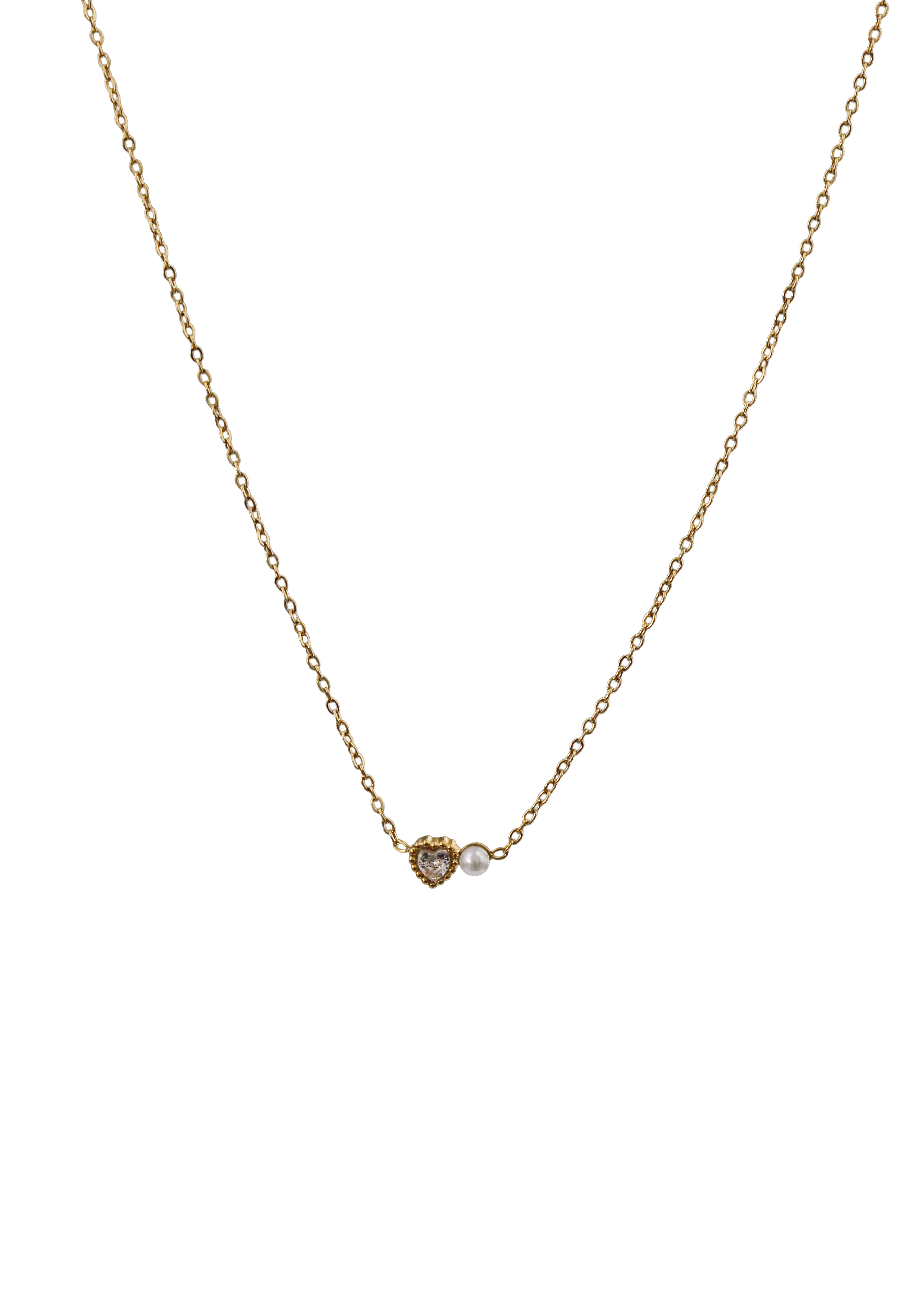 Heart & Pearl Mini Necklace