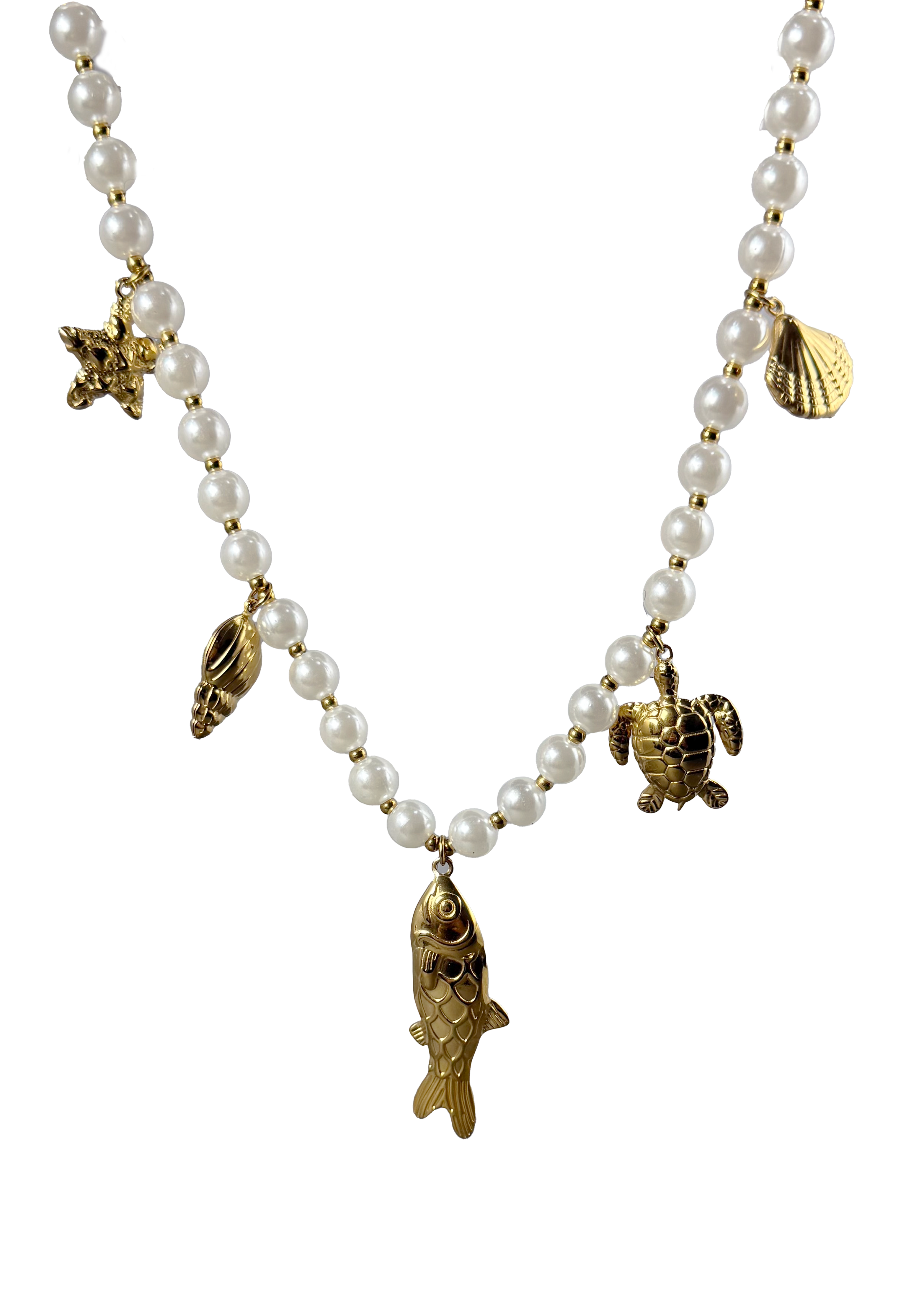 Pearl & Sea Charm Necklace