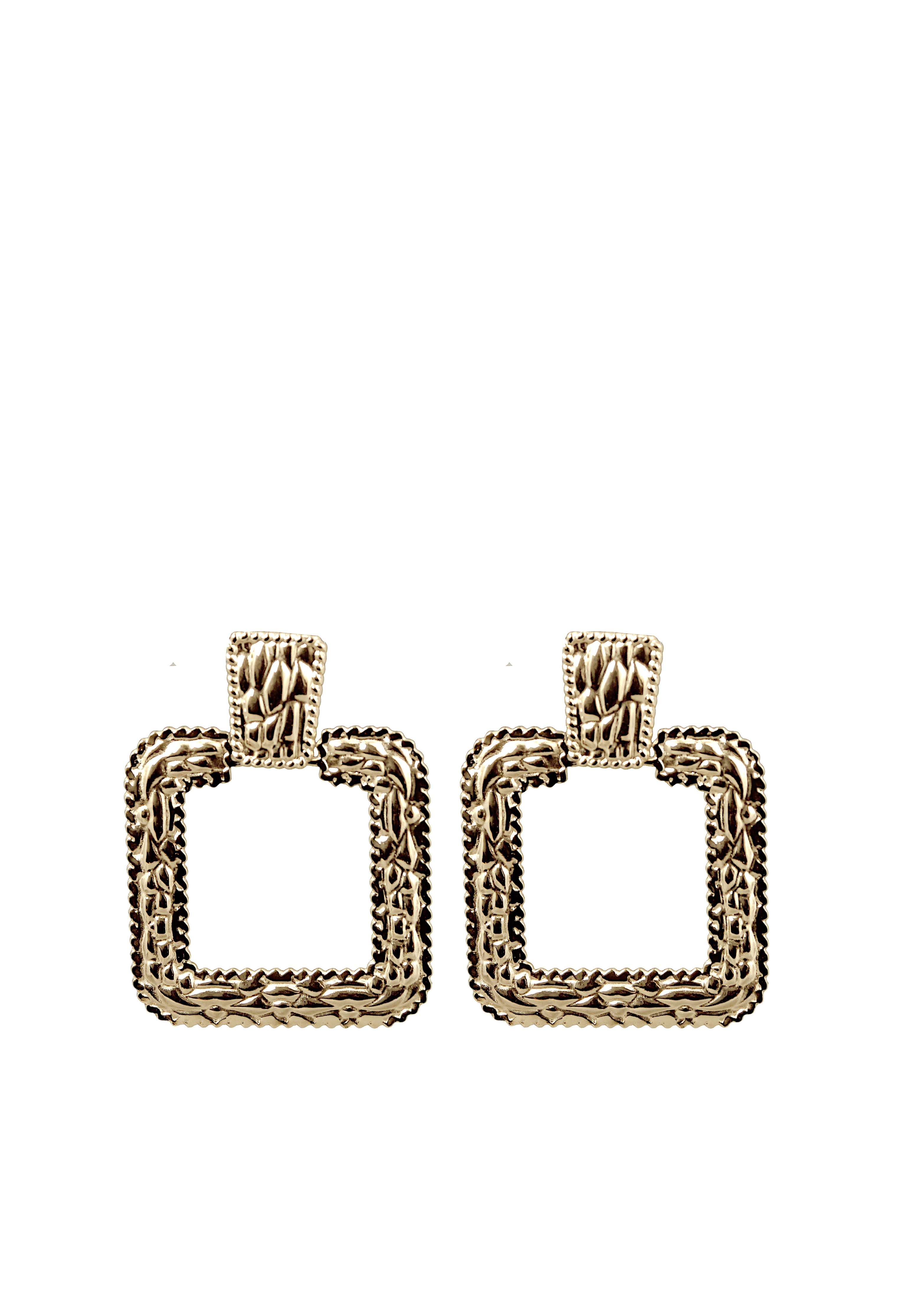Textured Square Frame Earrings