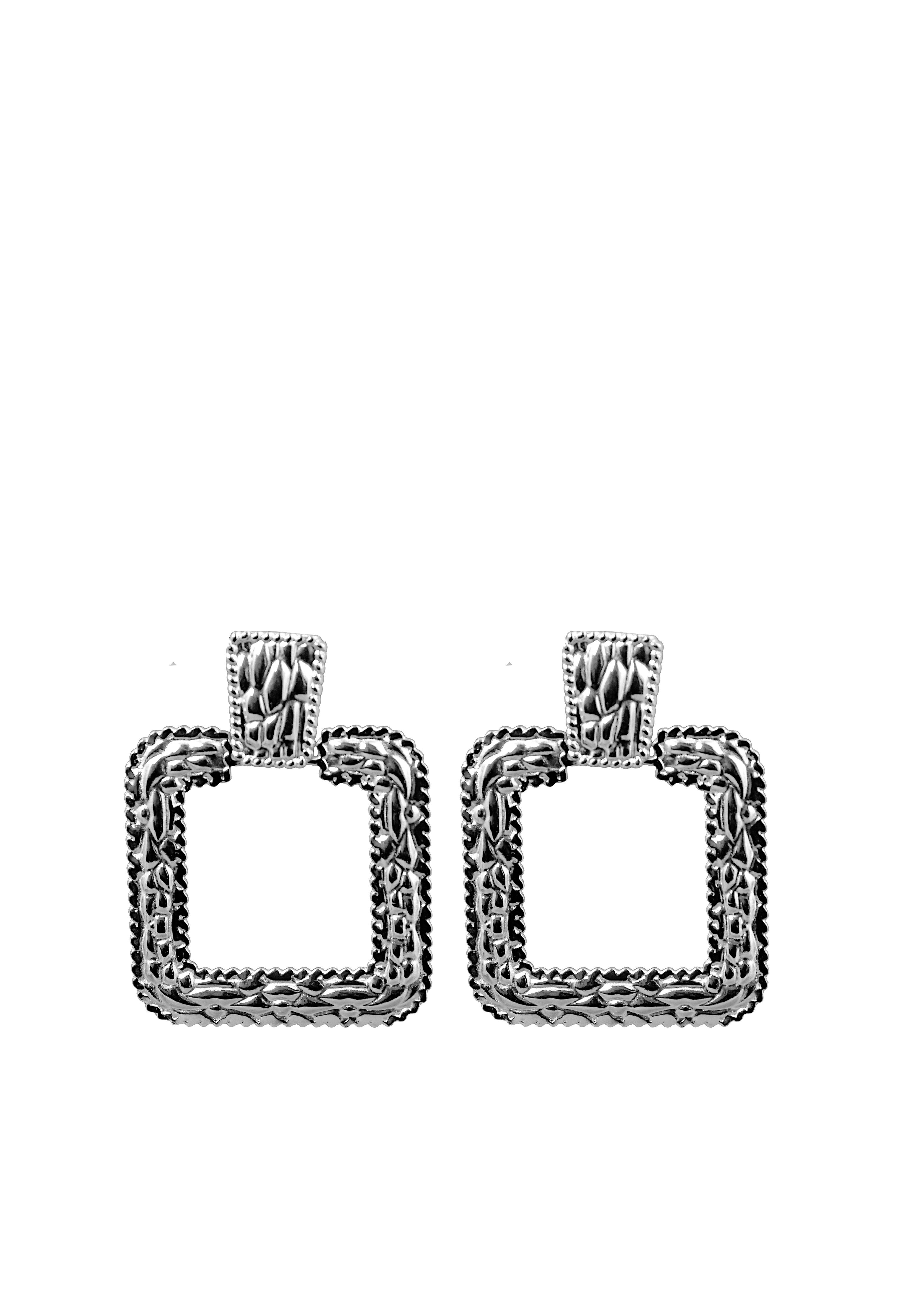 Textured Square Frame Earrings