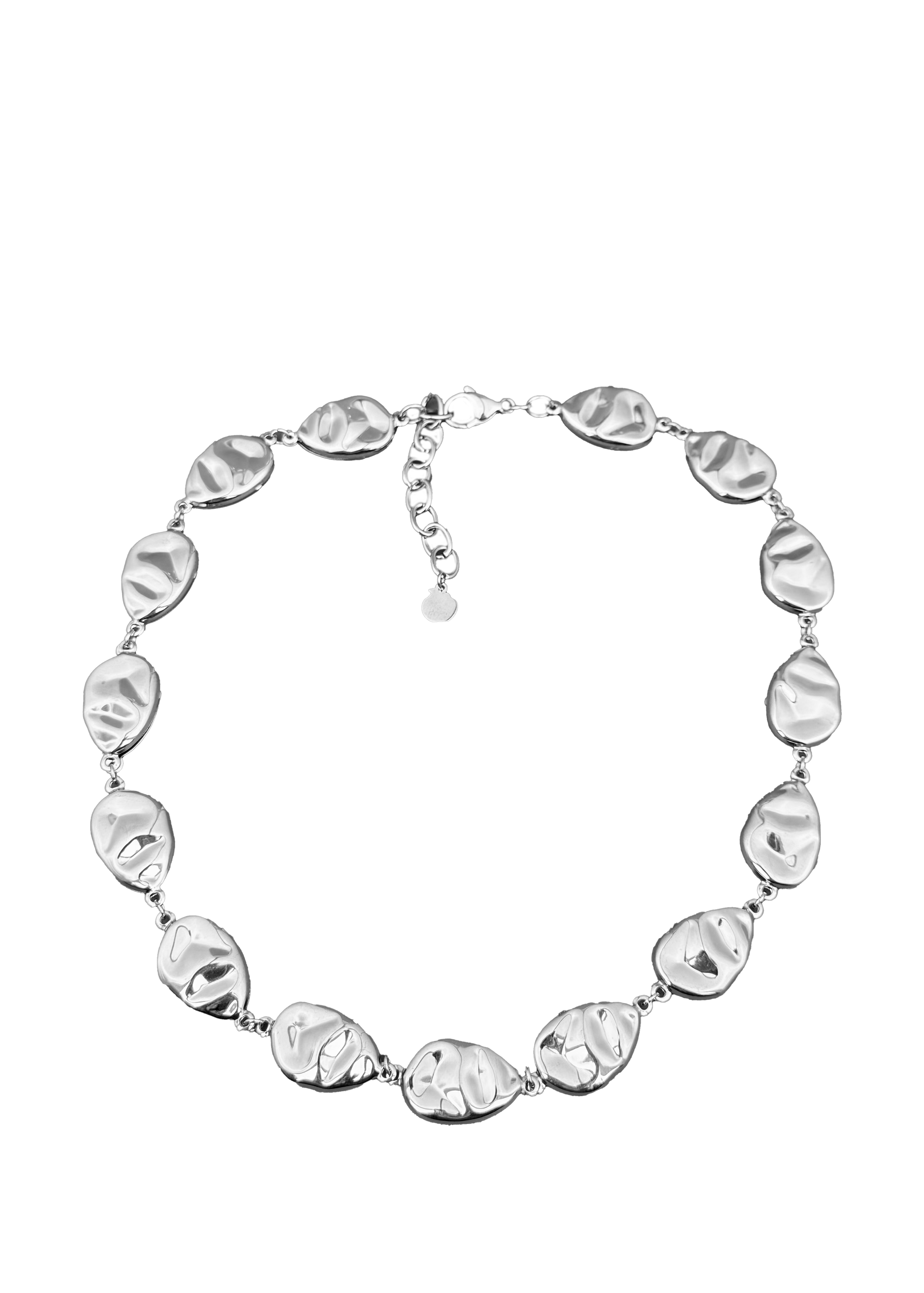 Silver Textured Links Necklace