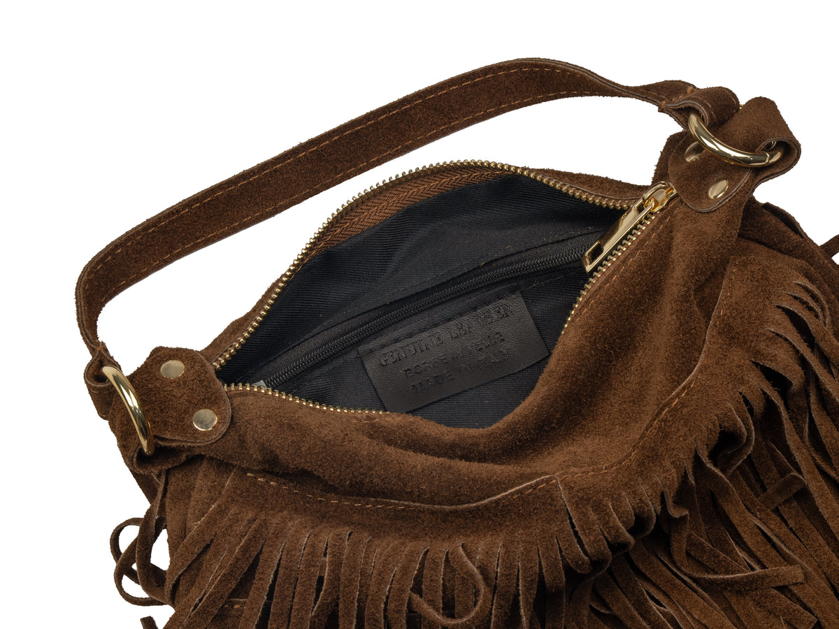 Boho Fringed Suede Bag