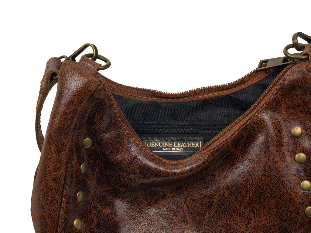 Leather Shoulder Bag with Studs