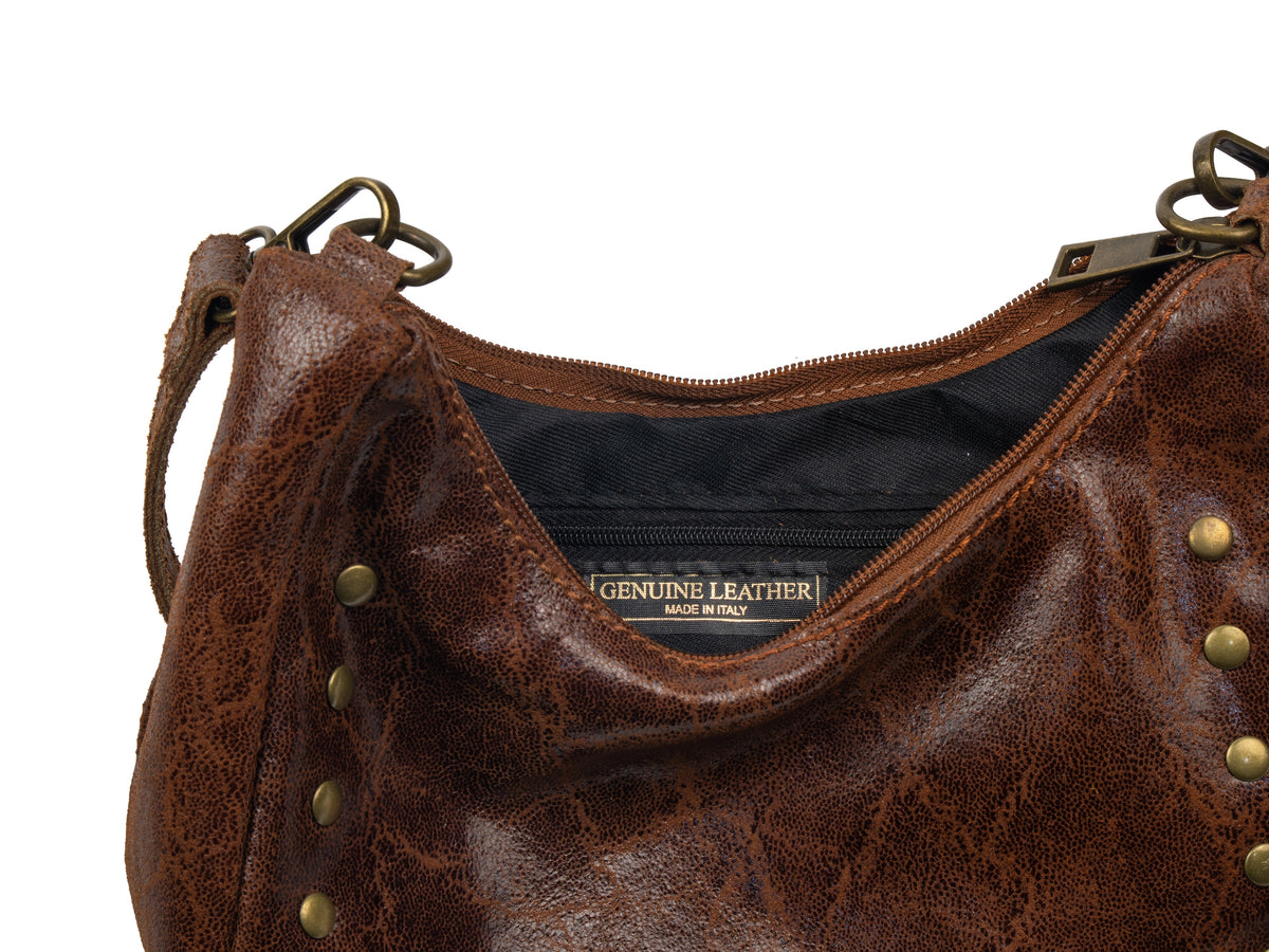 Leather Shoulder Bag with Studs