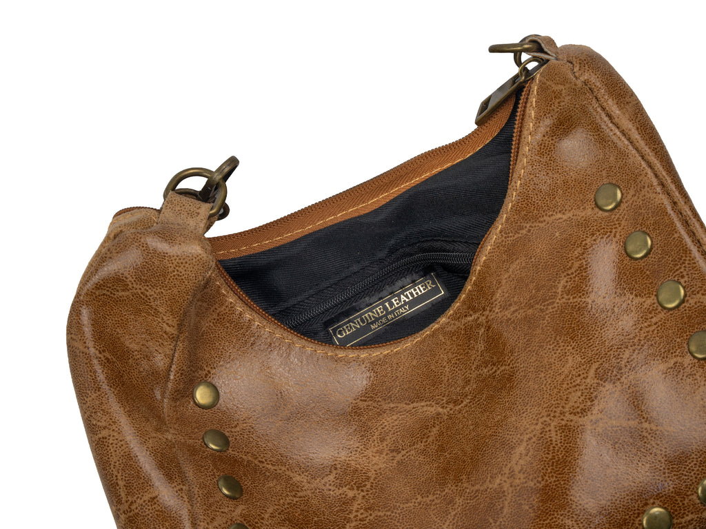 Leather Shoulder Bag with Studs