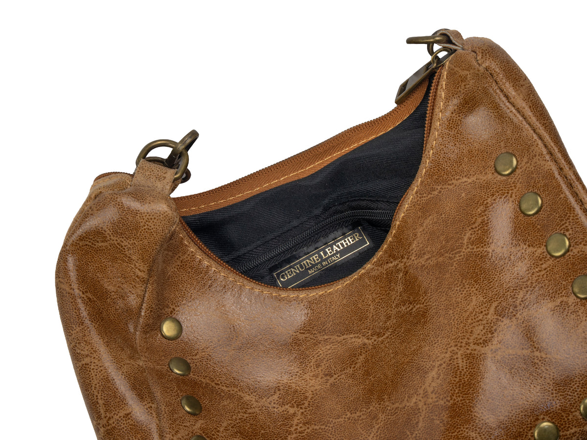 Leather Shoulder Bag with Studs