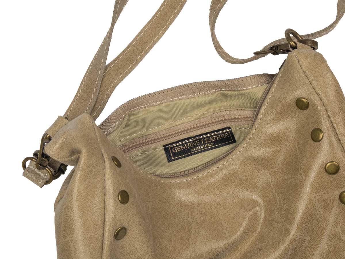 Leather Shoulder Bag with Studs