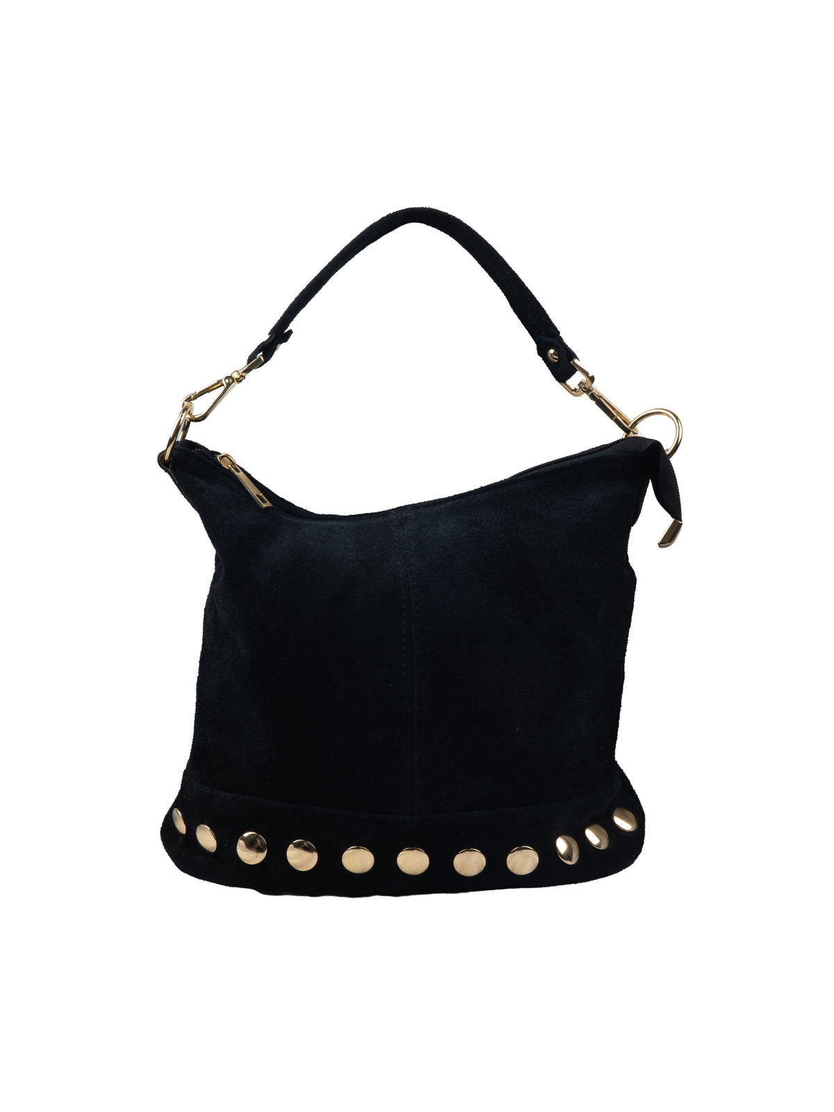 Studded Suede Slouch Bag