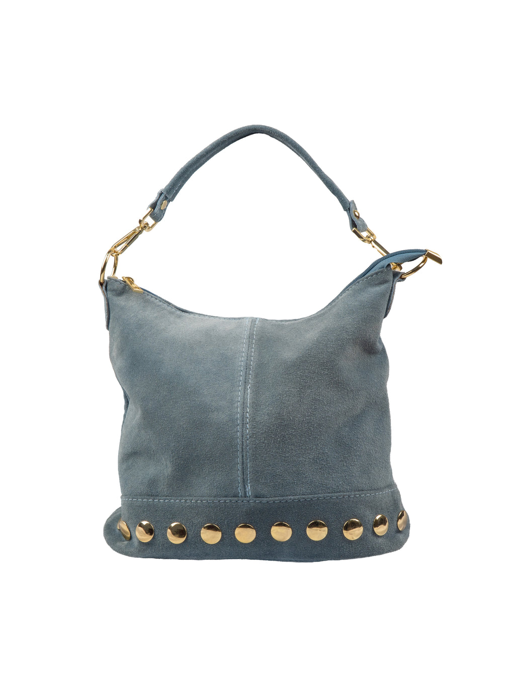 Studded Suede Slouch Bag