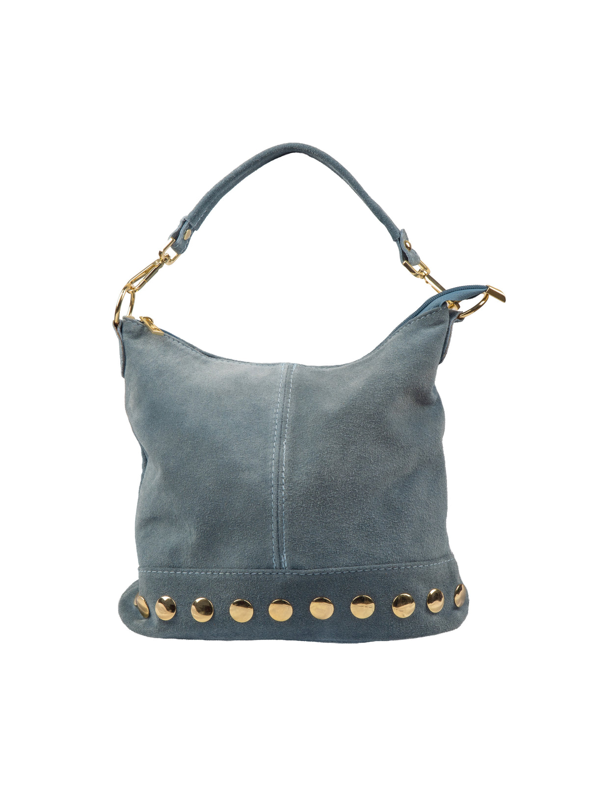 Studded Suede Slouch Bag