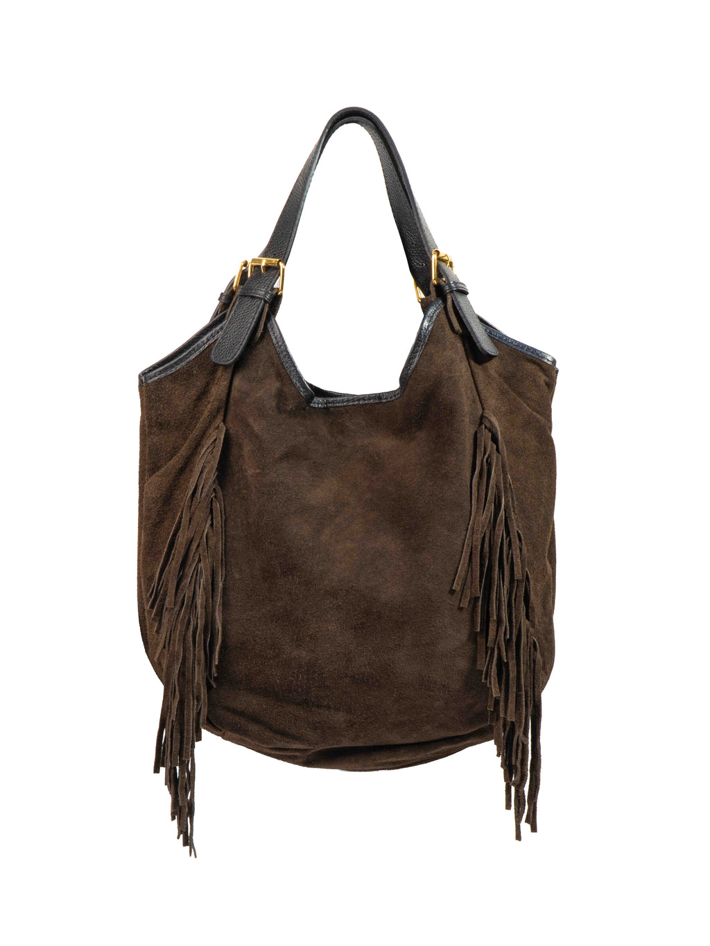 Suede Fringe Hobo Bag