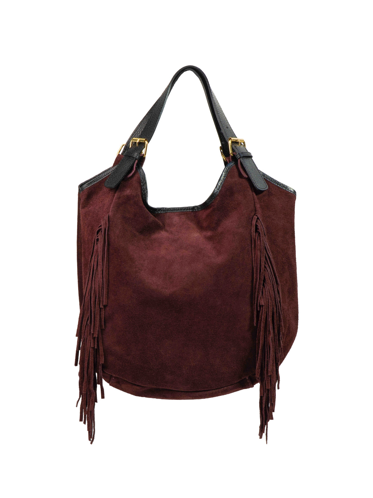 Suede Fringe Hobo Bag