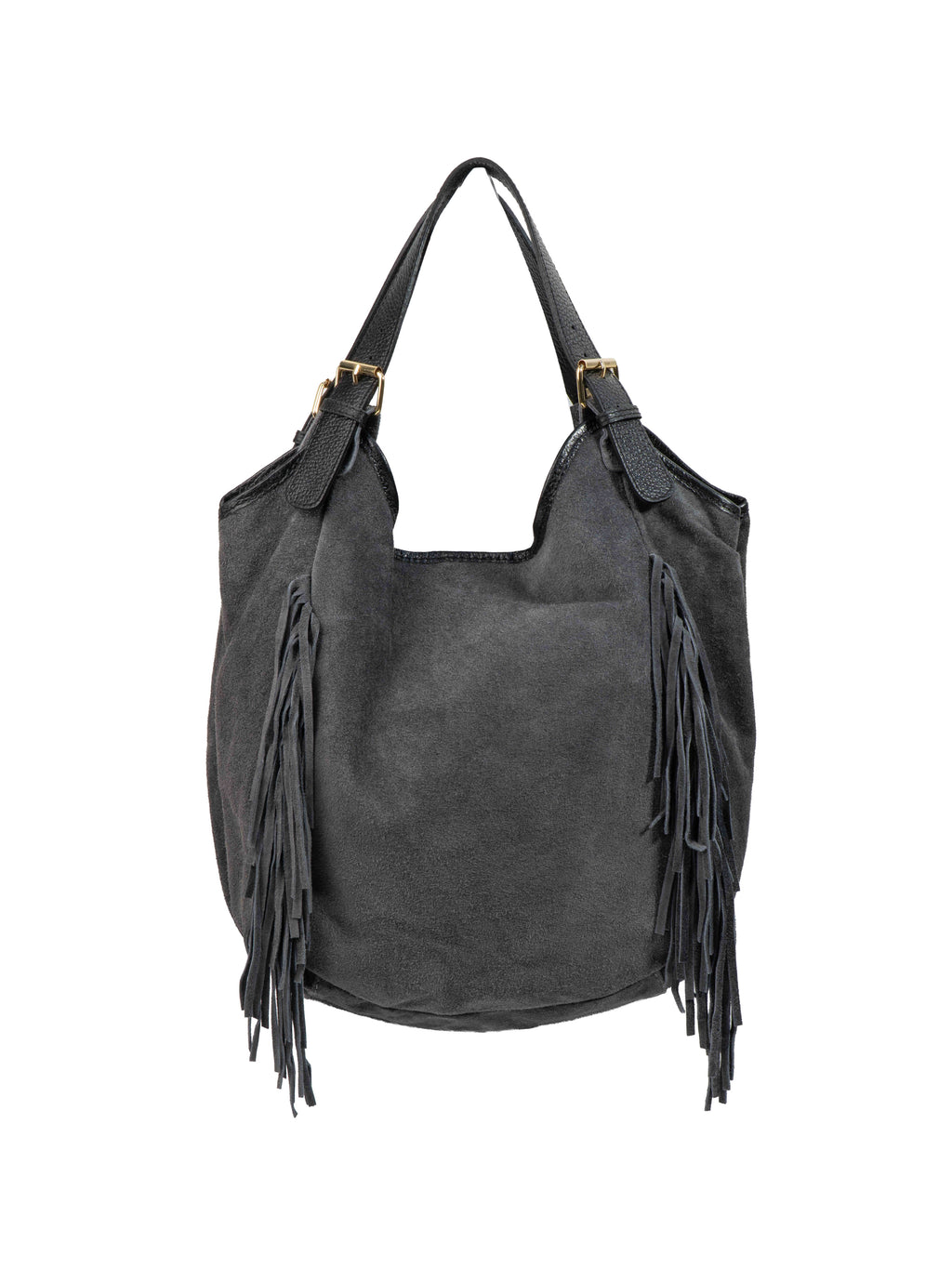 Suede Fringe Hobo Bag
