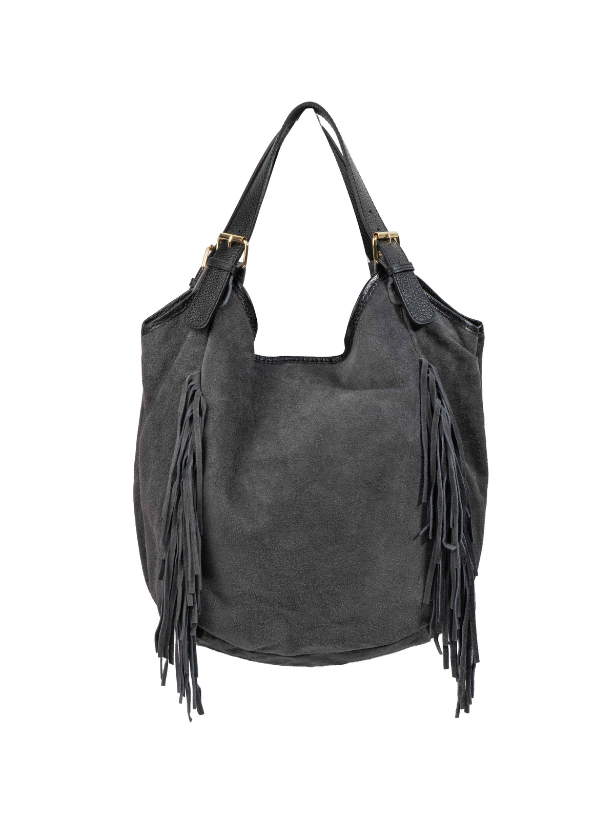 Suede Fringe Hobo Bag