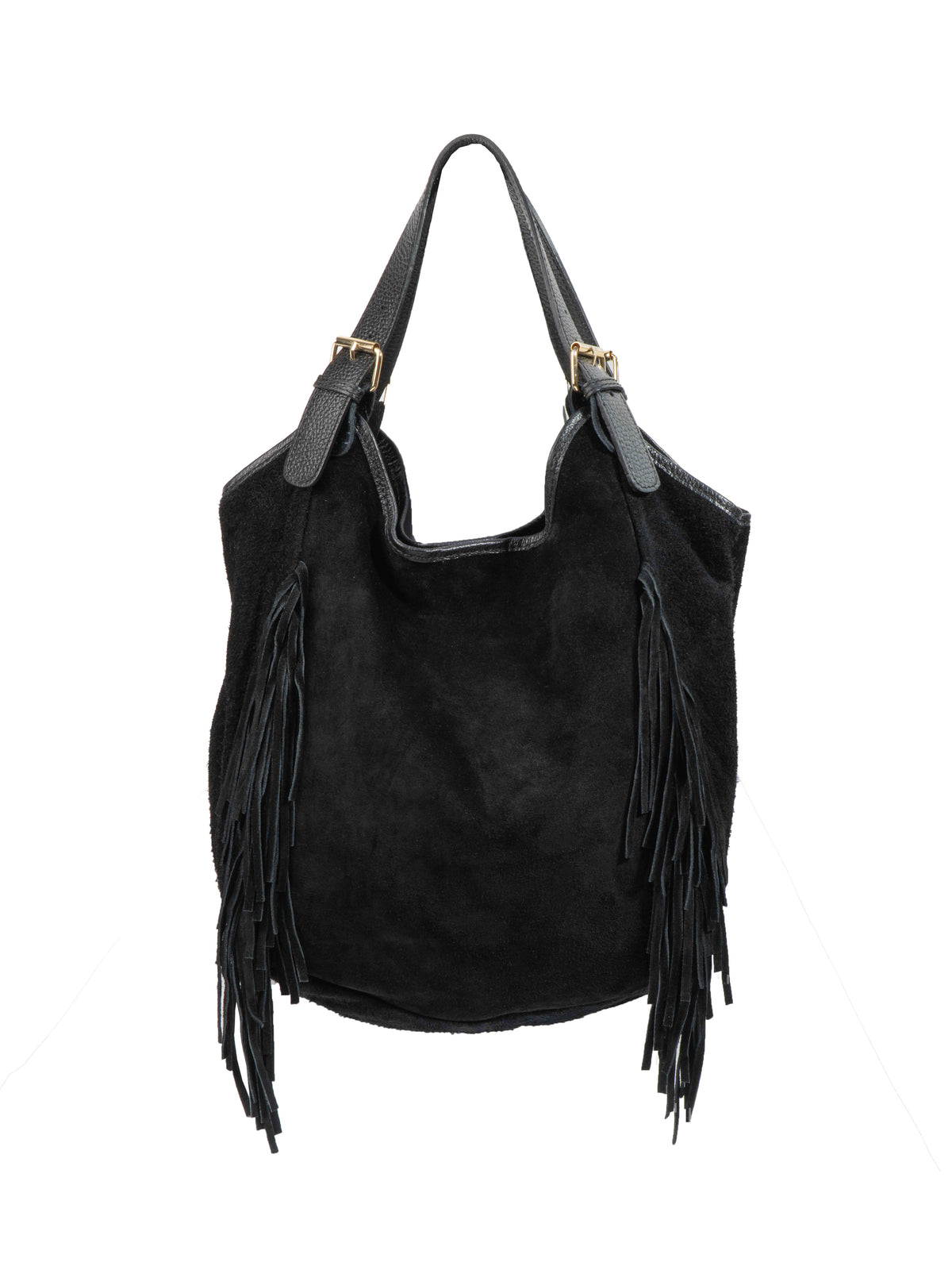 Suede Fringe Hobo Bag