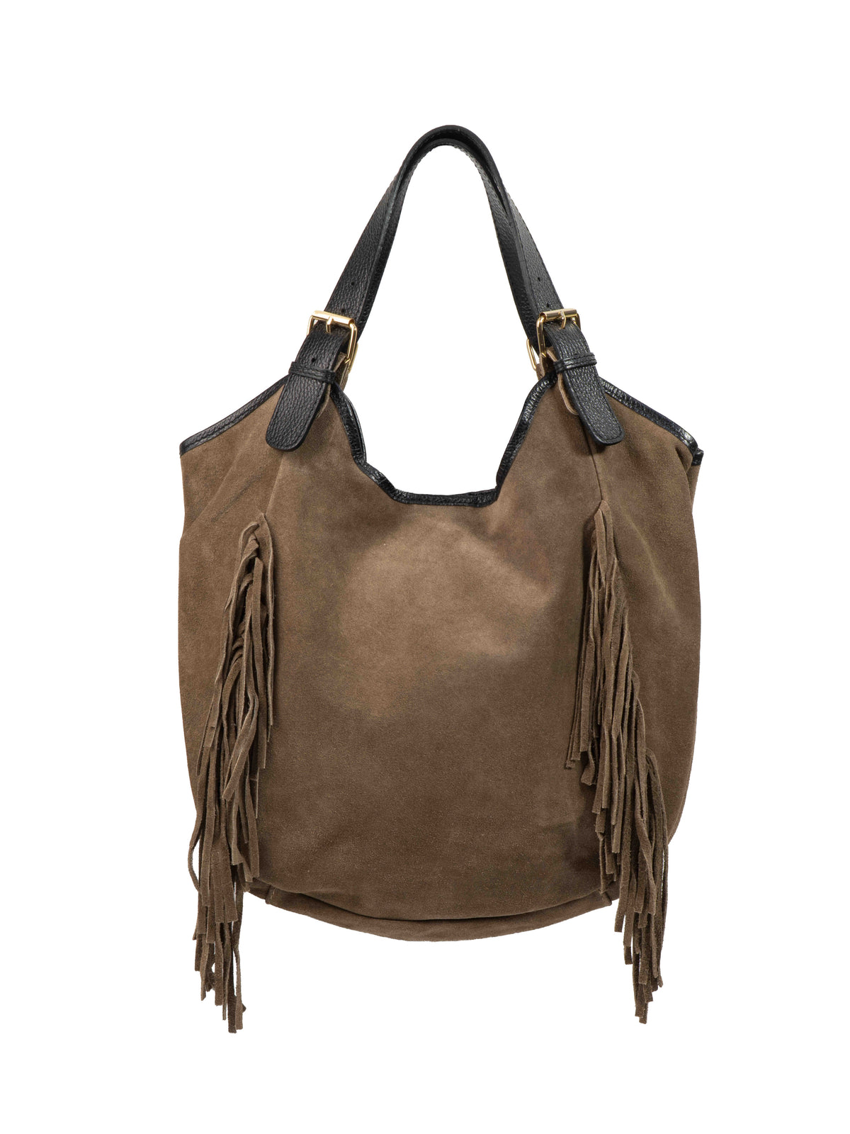 Suede Fringe Hobo Bag