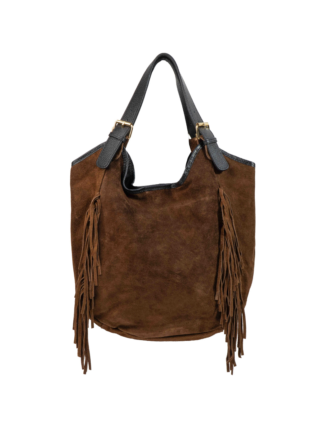 Suede Fringe Hobo Bag