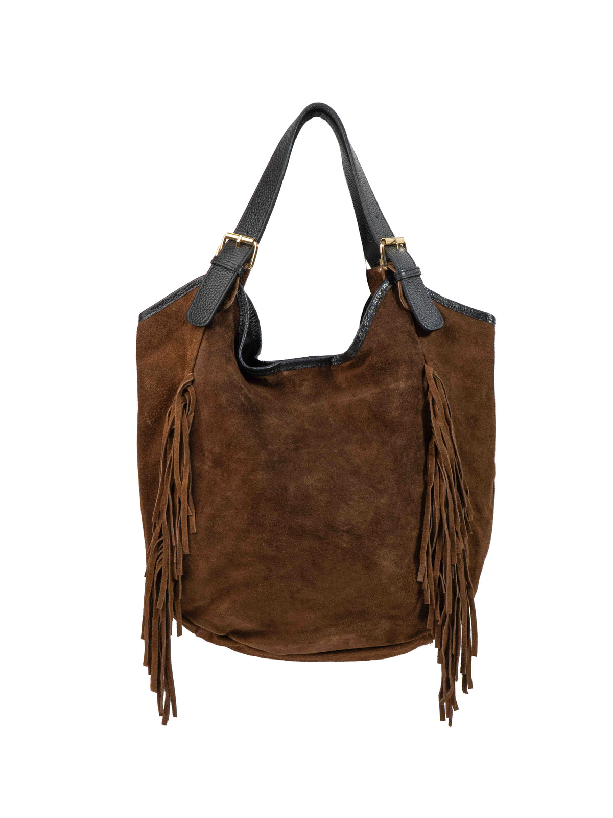 Suede Fringe Hobo Bag