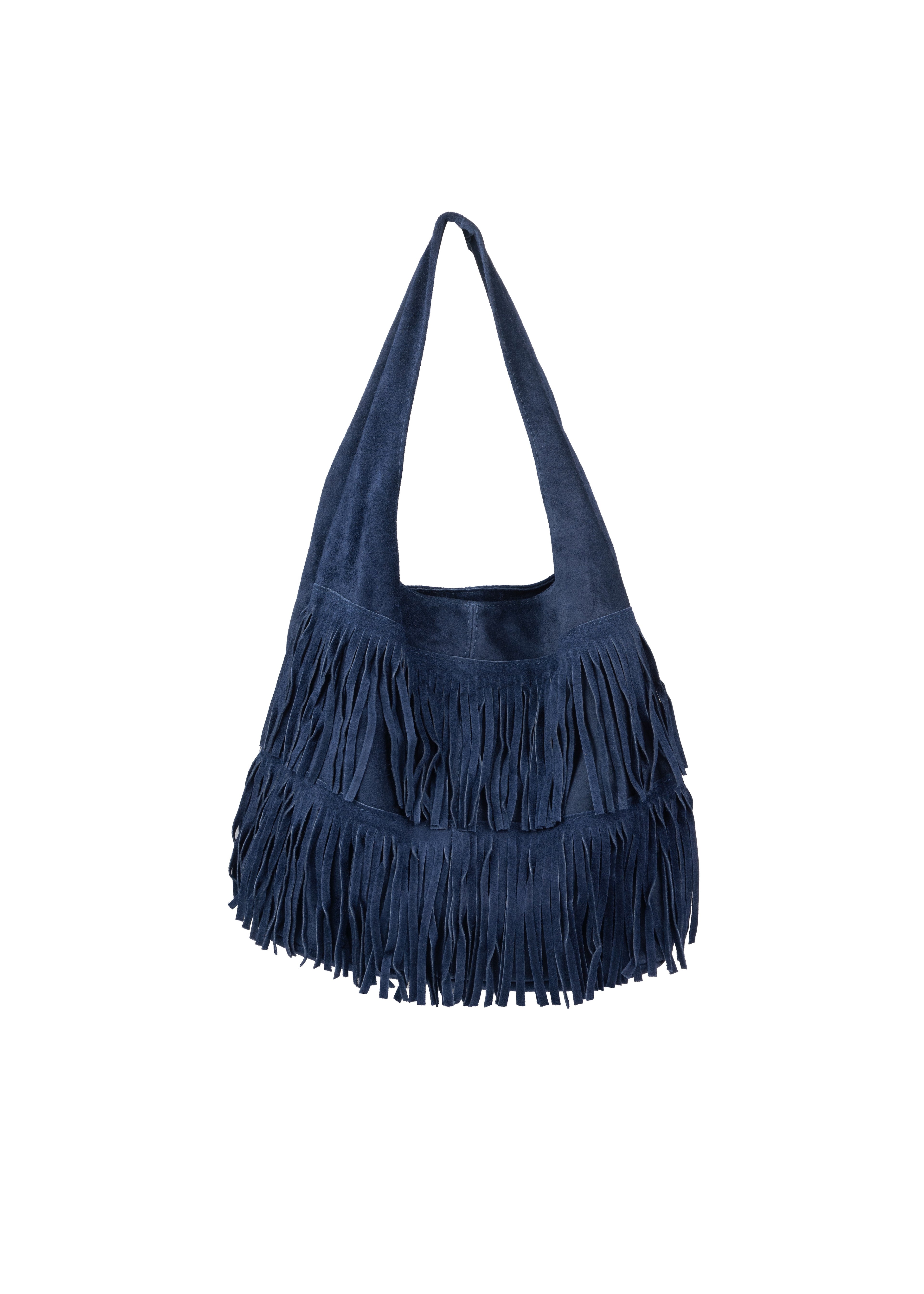 Layered Fringe Suede Shoulder Bag