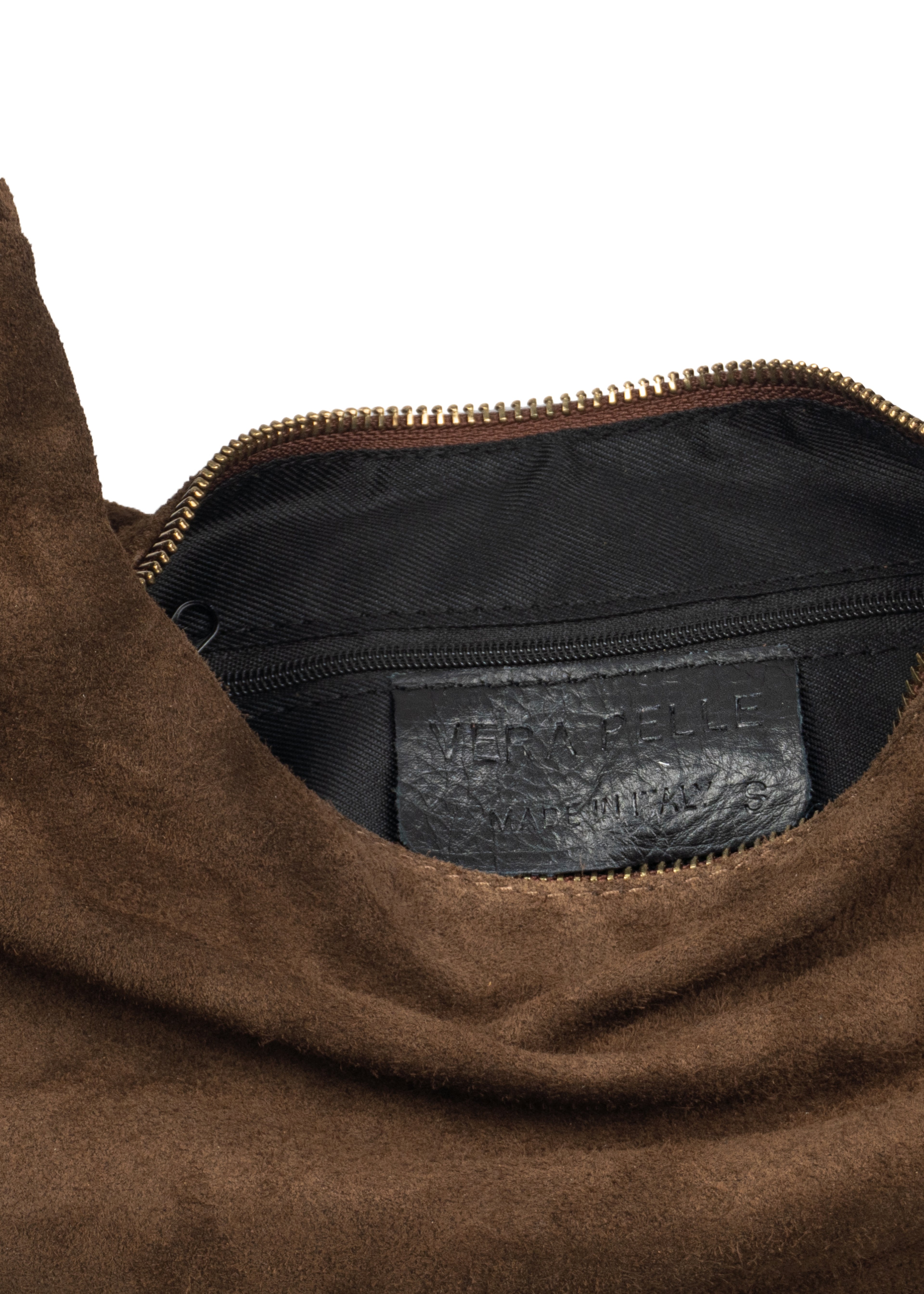 Half-Moon Studded Suede Fringe Shoulder Bag