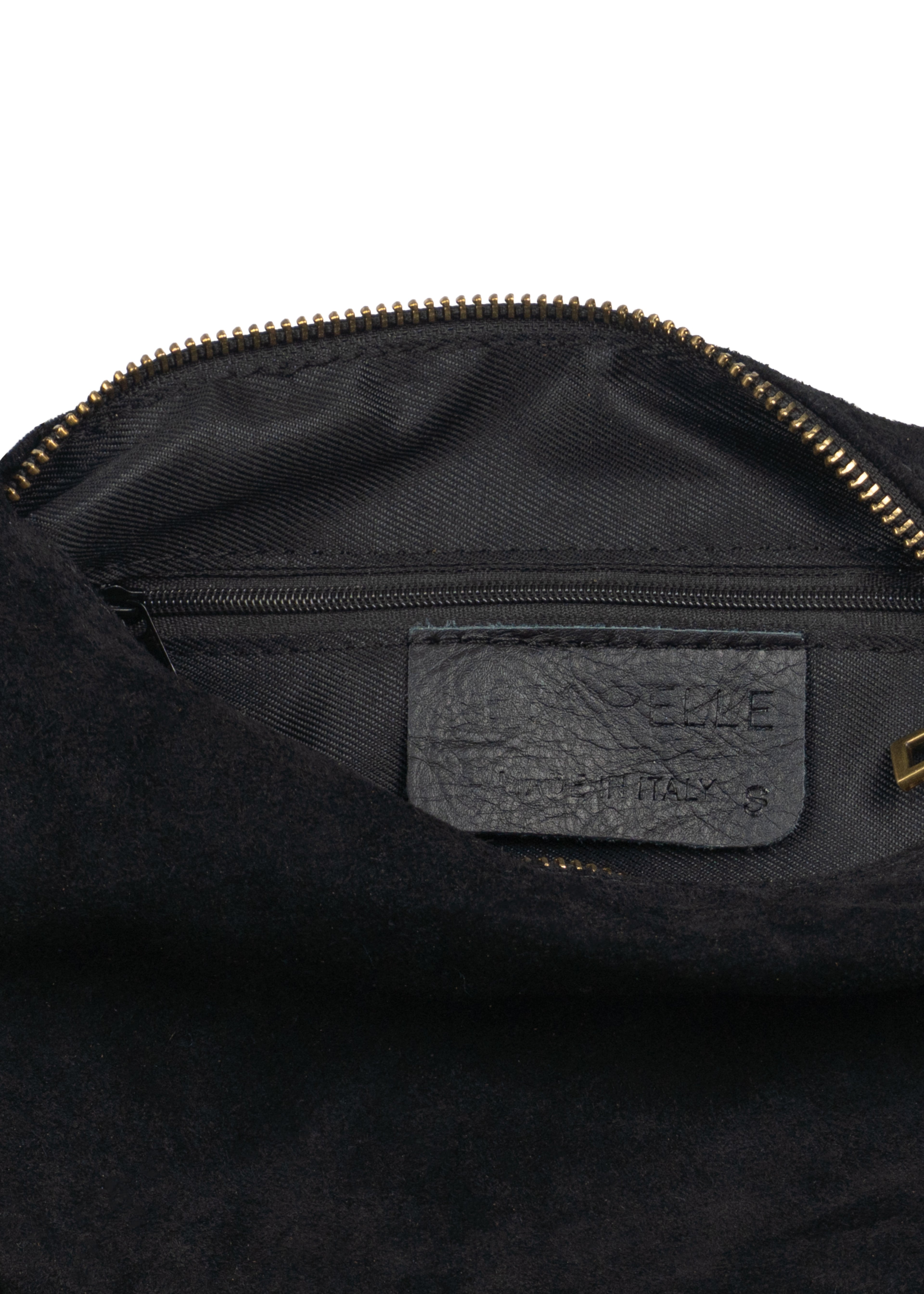 Half-Moon Studded Suede Fringe Shoulder Bag