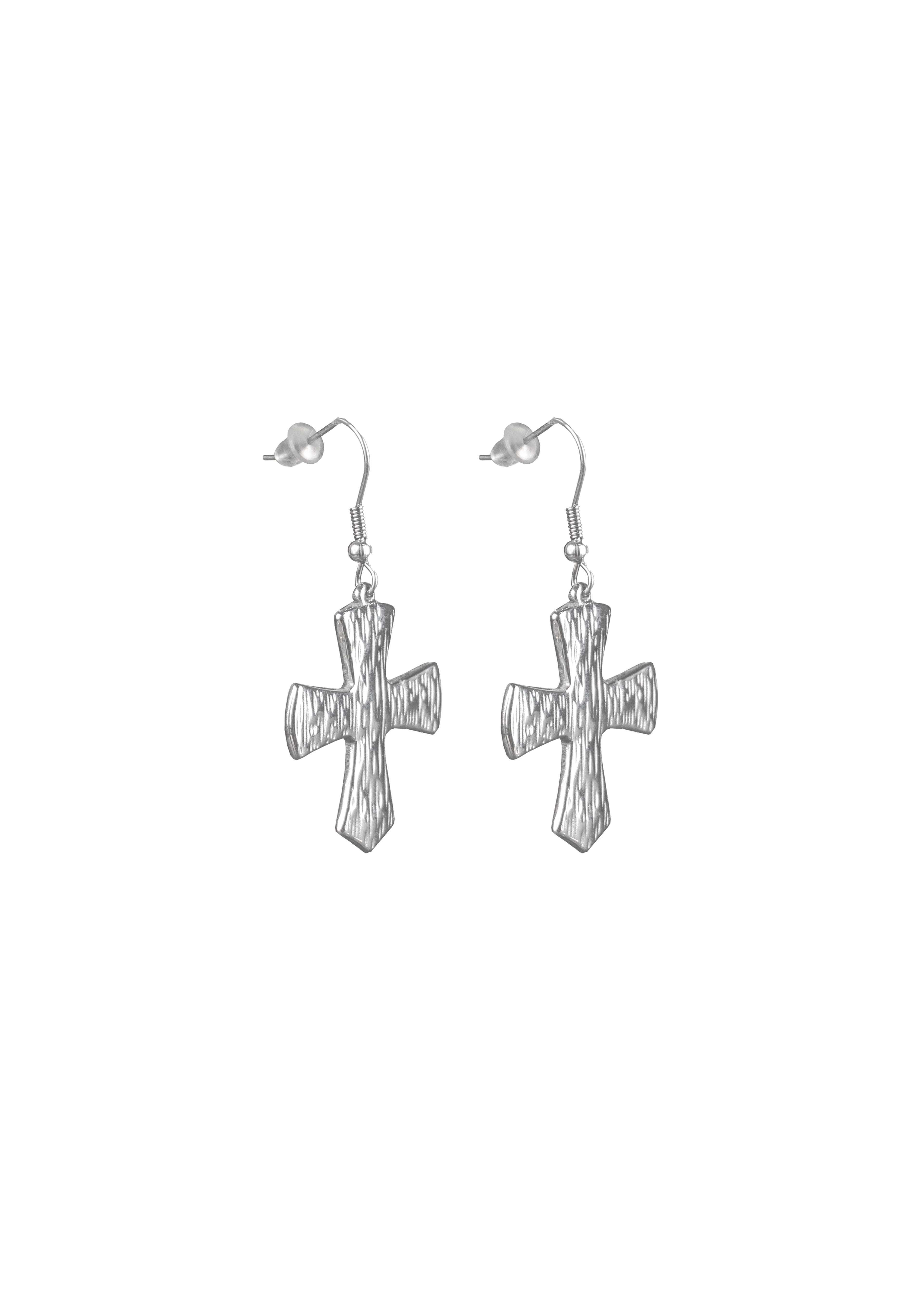 Textured Cross Hook Earrings