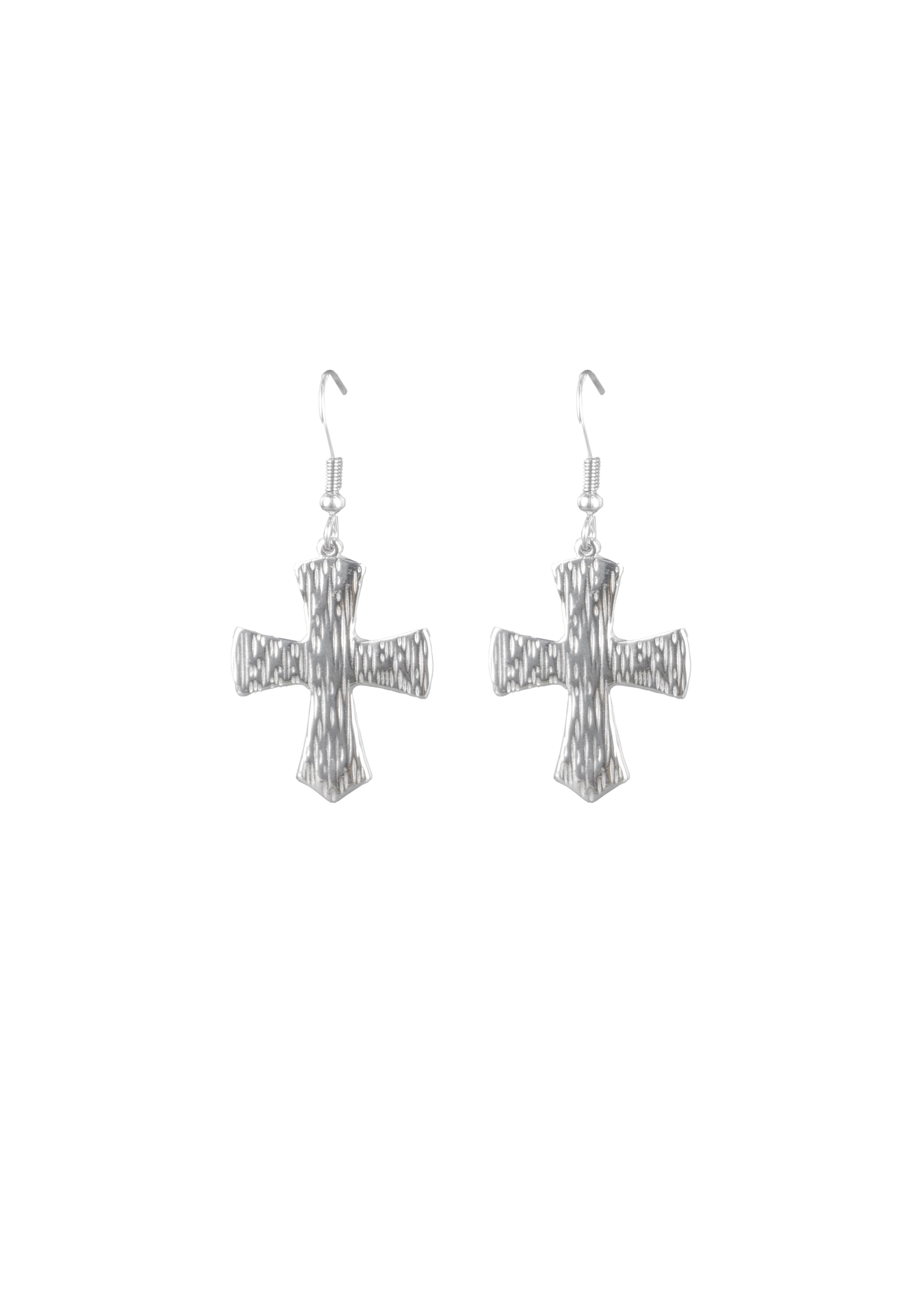 Textured Cross Hook Earrings