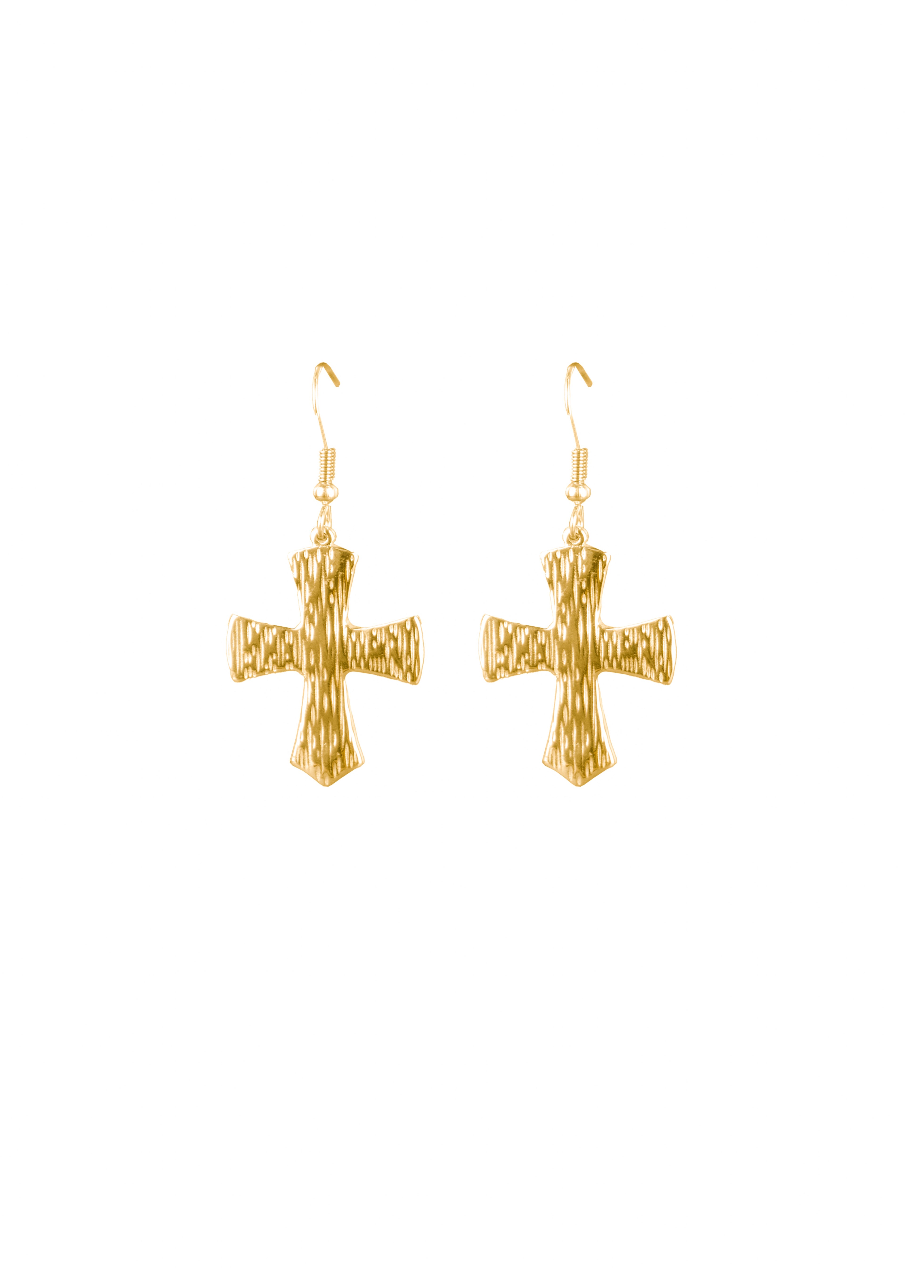 Textured Cross Hook Earrings
