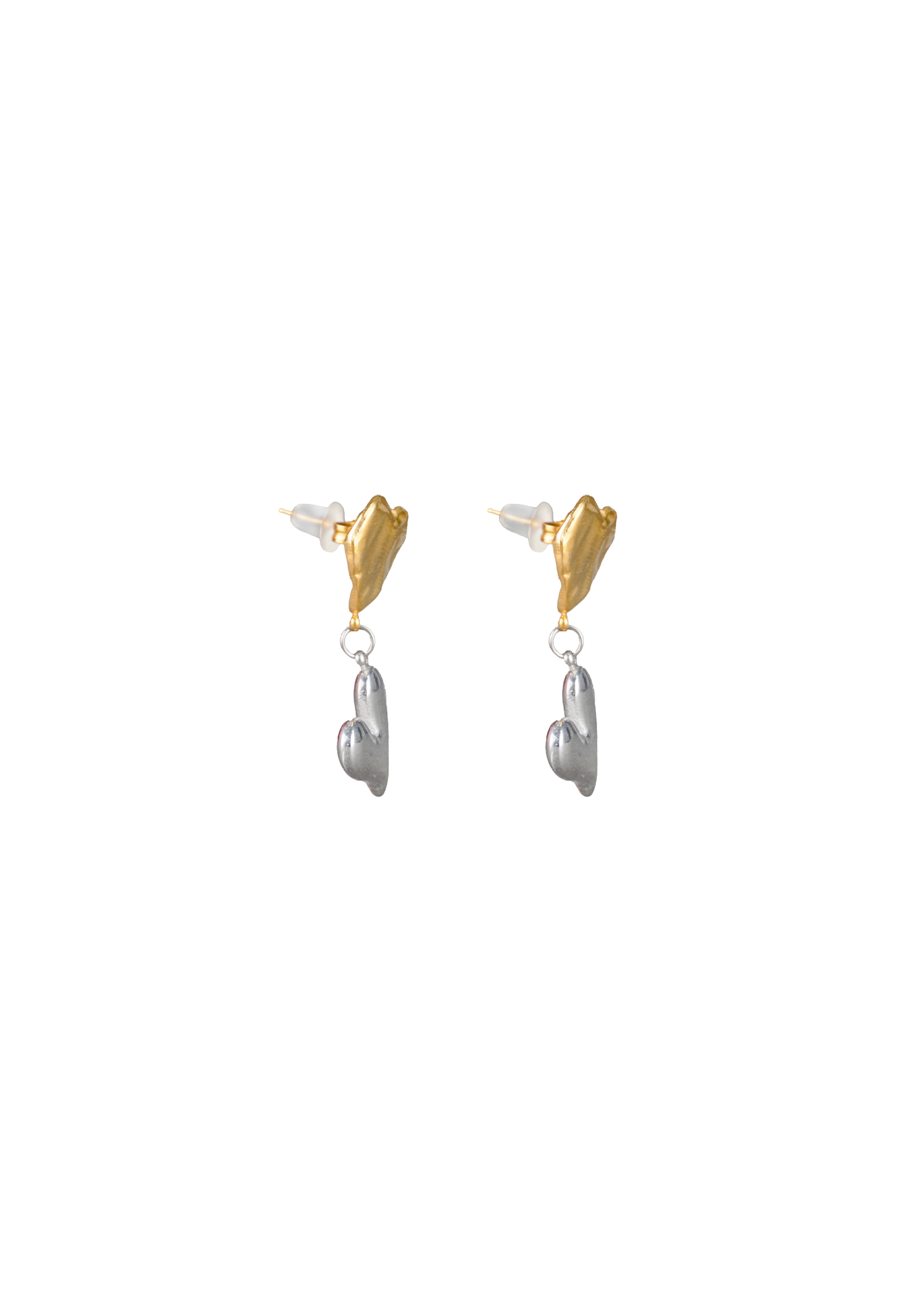 Two-Tone Heart Drop Earrings