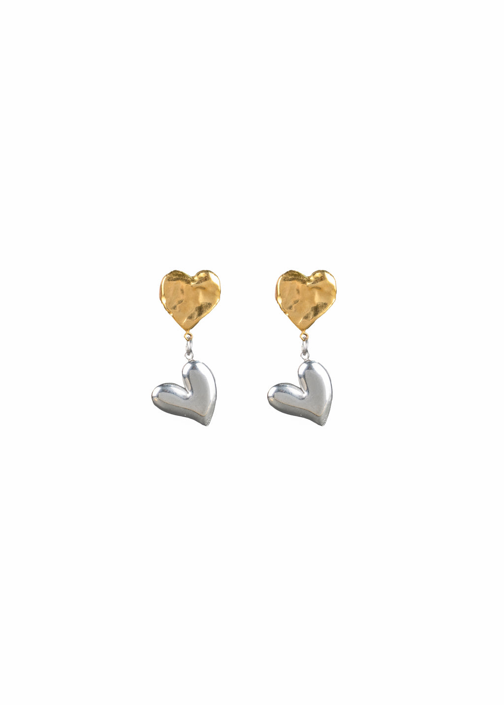 Two-Tone Heart Drop Earrings