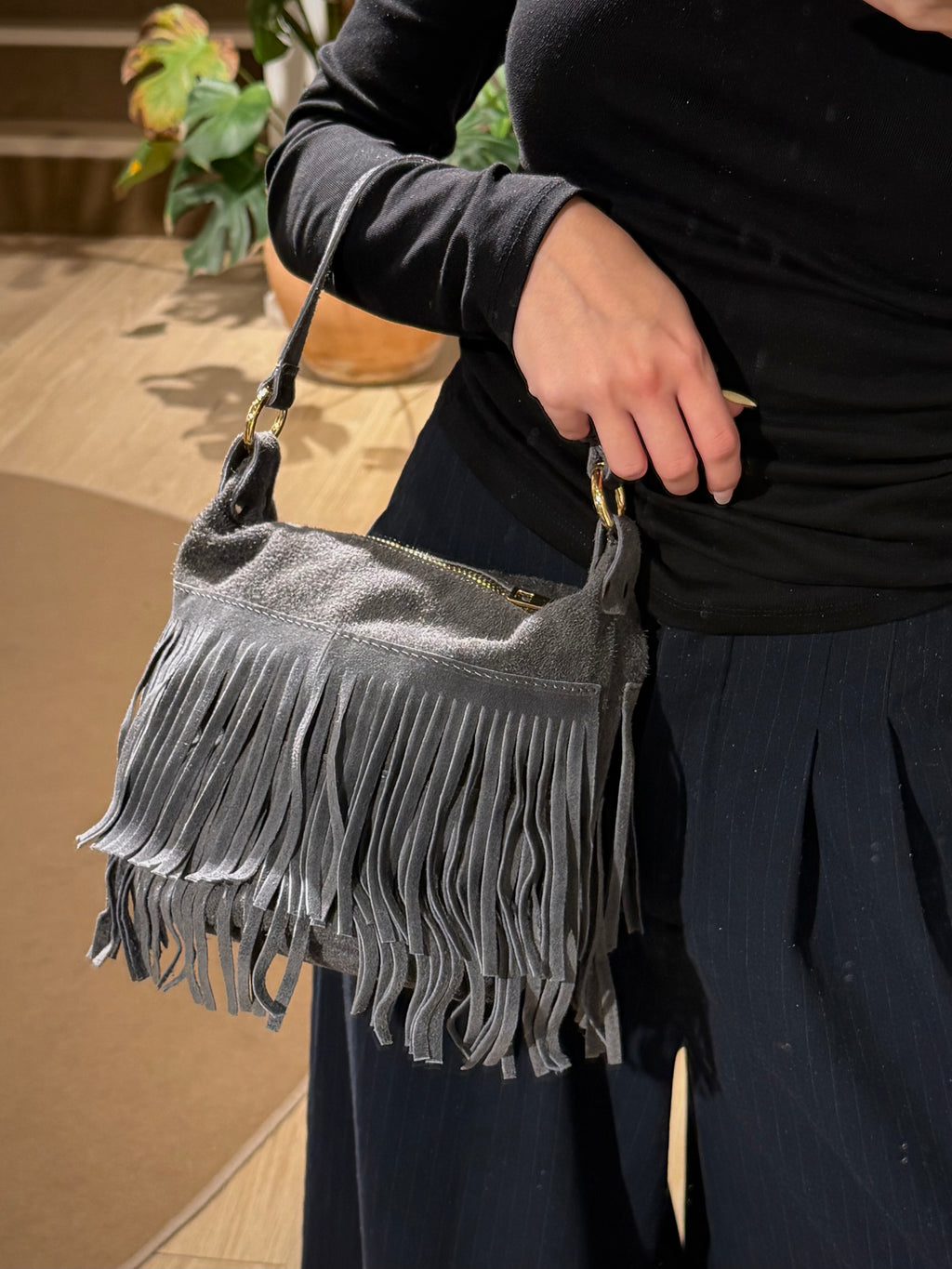 Boho Fringed Suede Bag