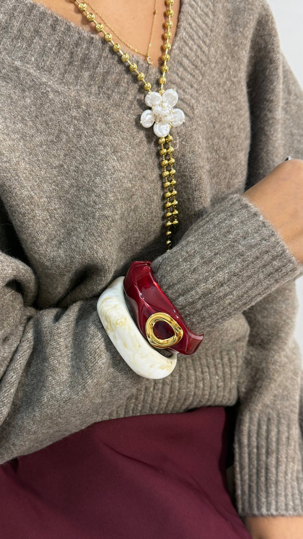 Red Marbled Resin Bangle