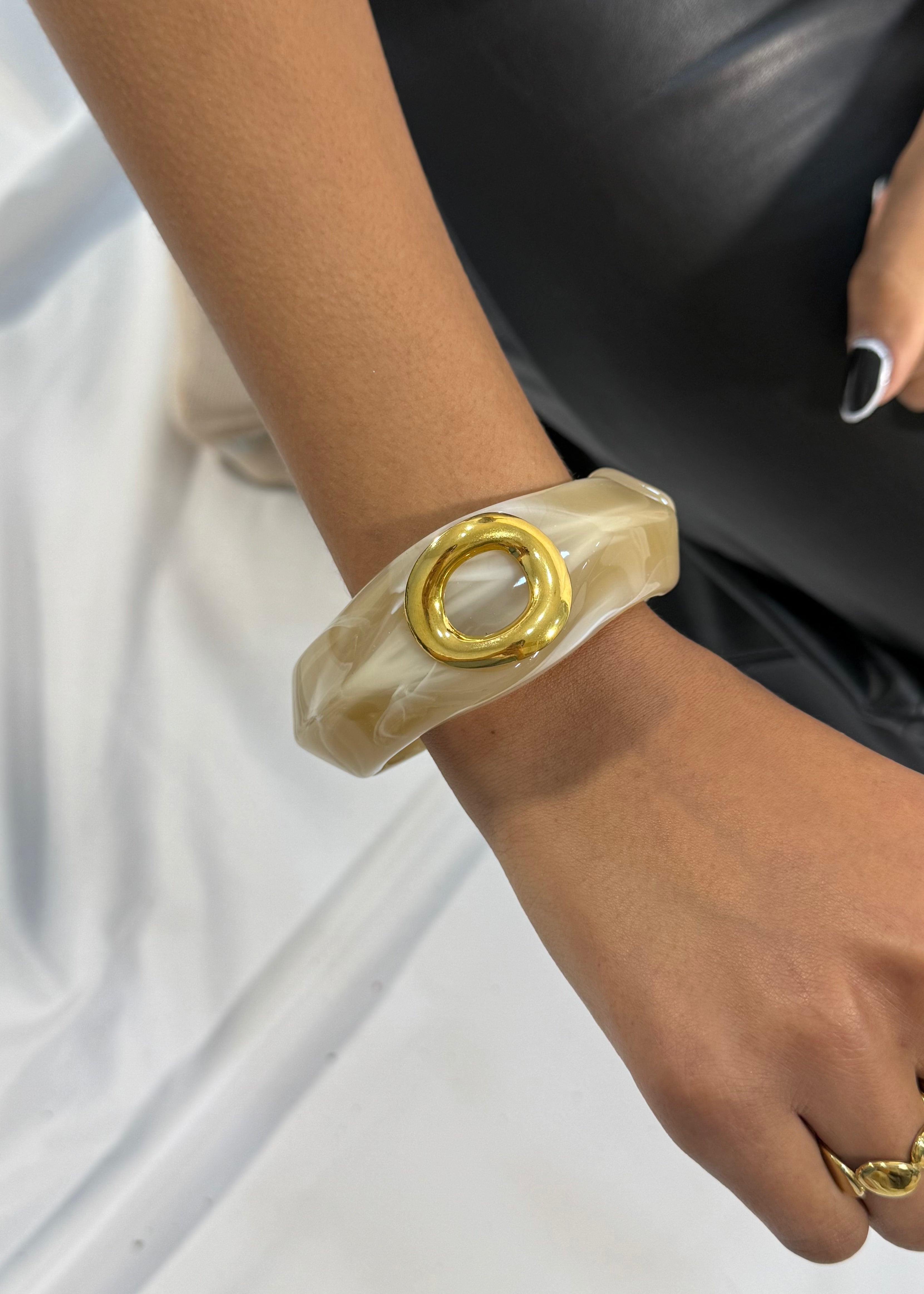Beige Marbled Resin Bangle