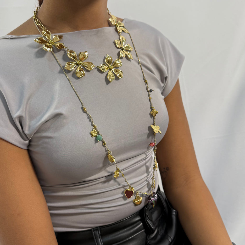 Long Multi-Charm Artisanal Necklace