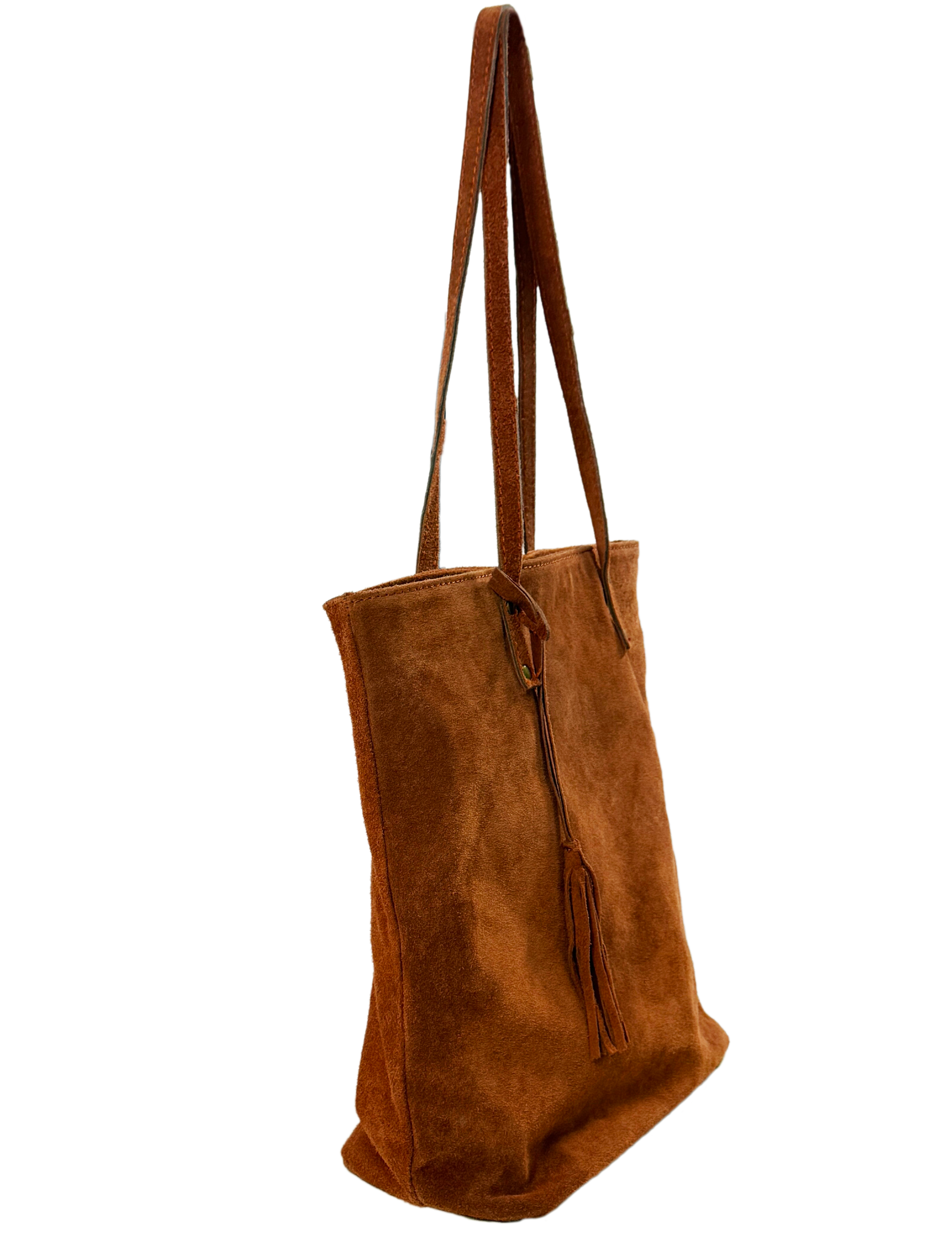 Camel Suede Tote Bag