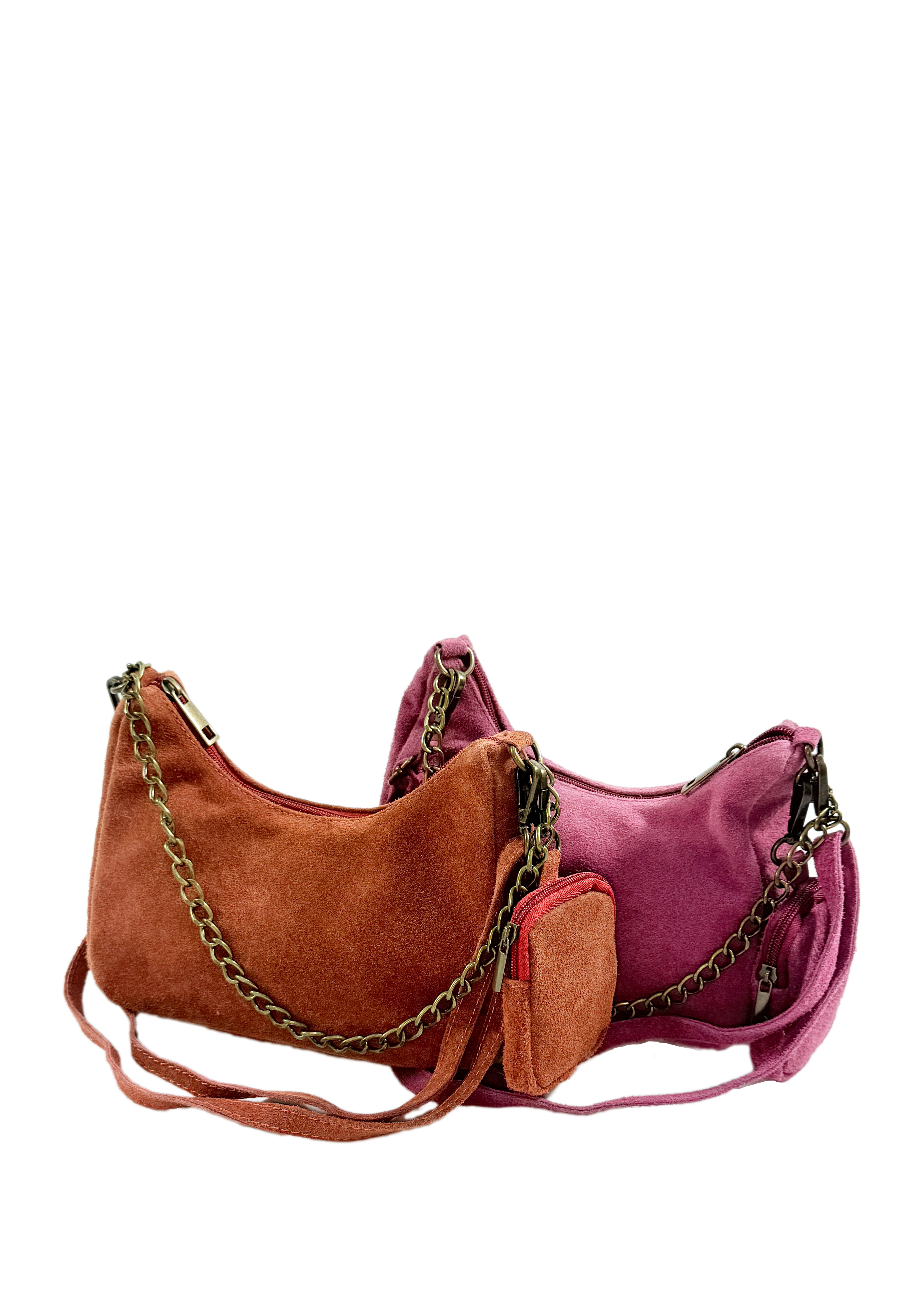 Multi Chain Suede Pocket Bag