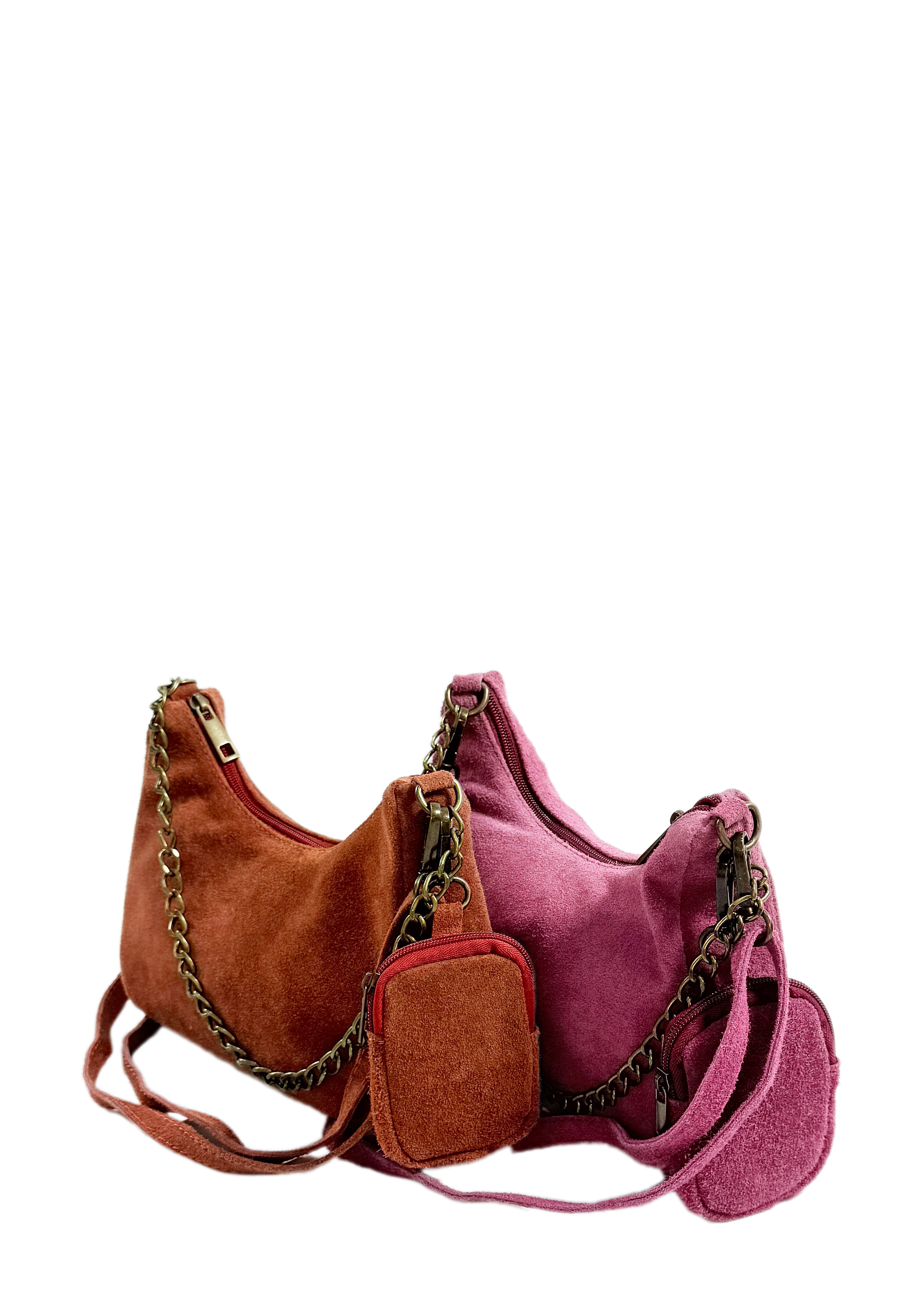 Multi Chain Suede Pocket Bag