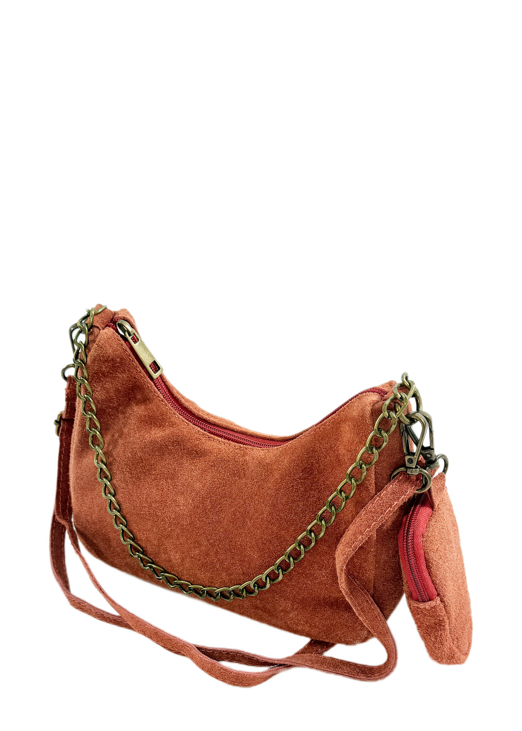Multi Chain Suede Pocket Bag