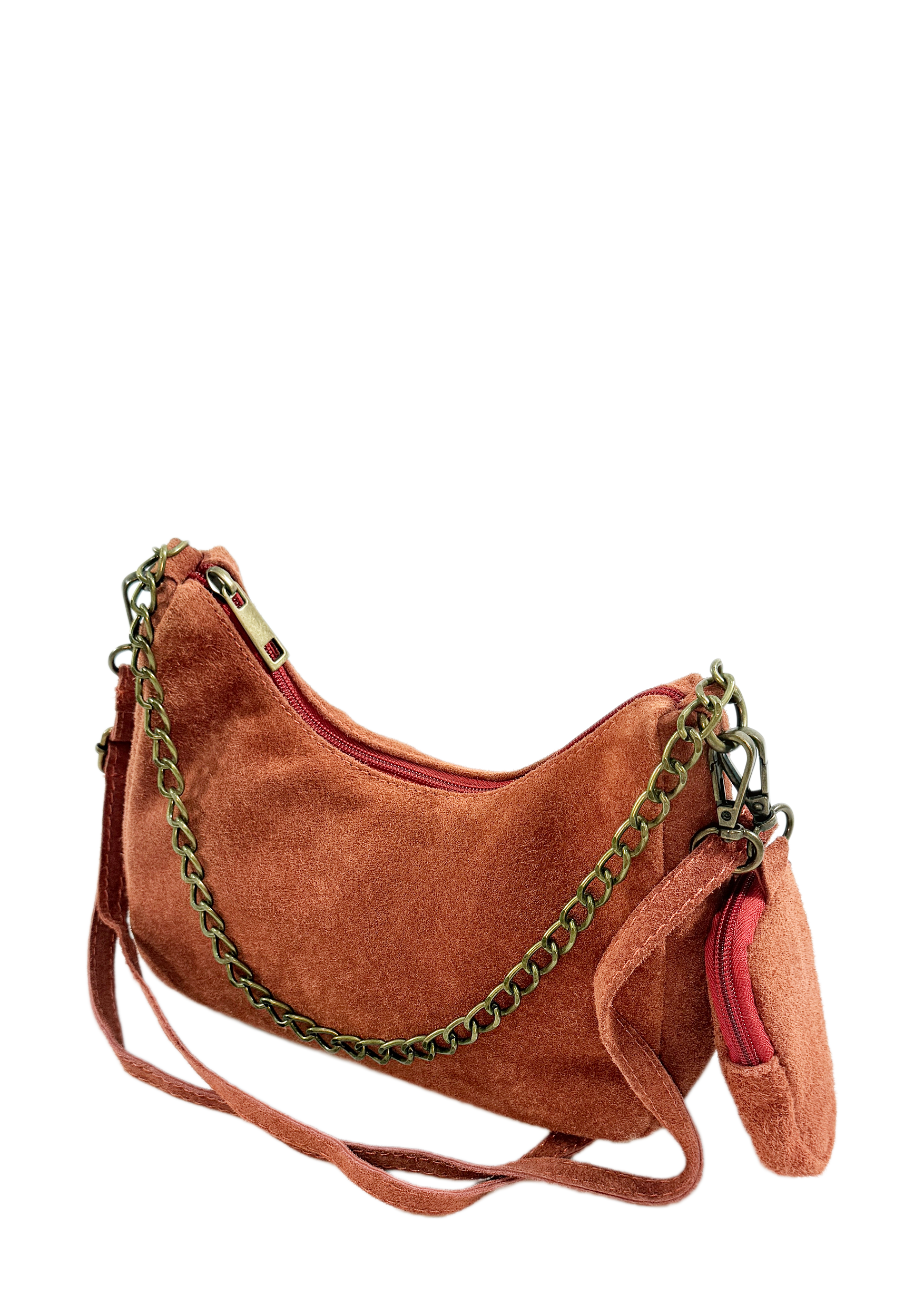 Multi Chain Suede Pocket Bag