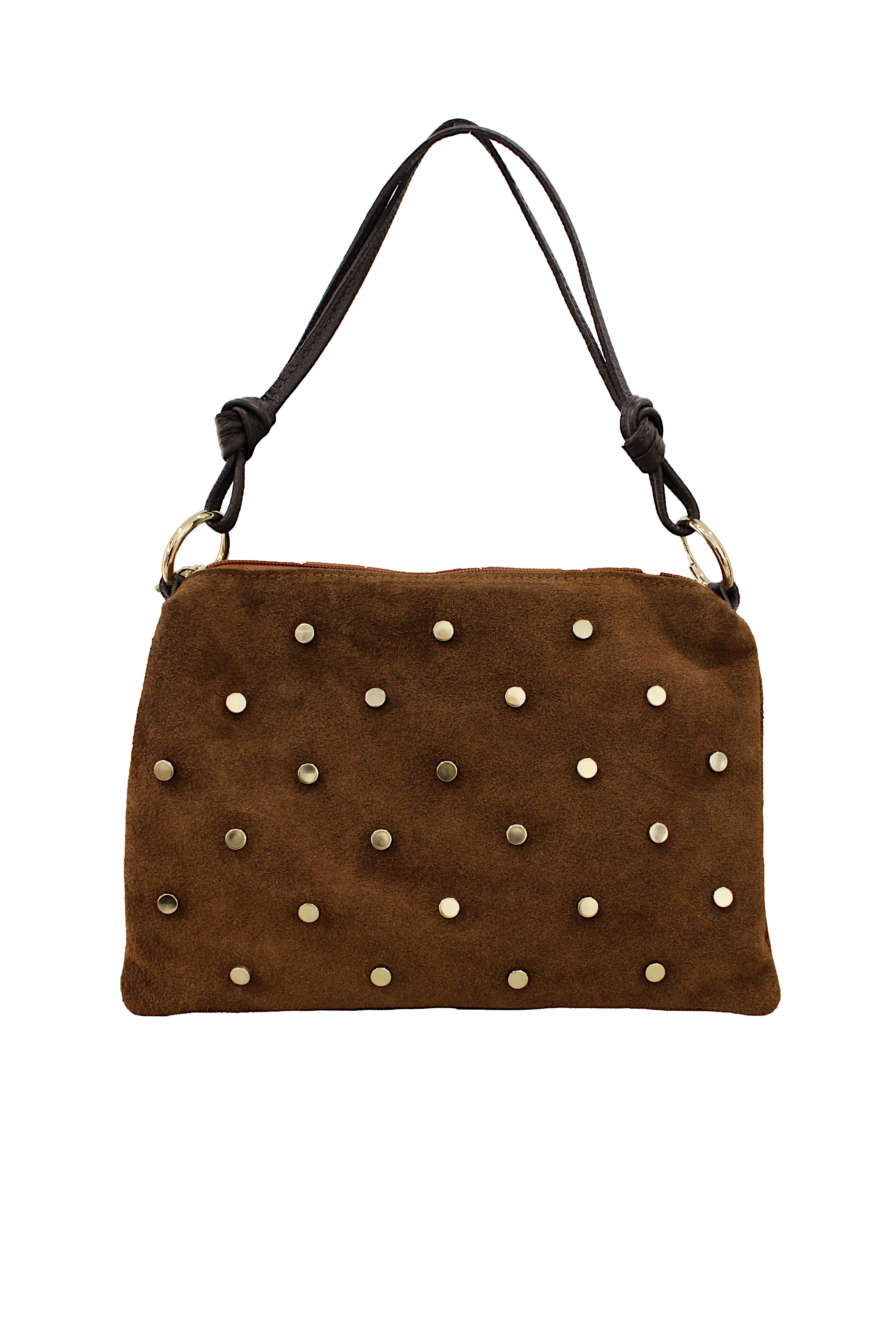 Suede Studded Shoulder Bag