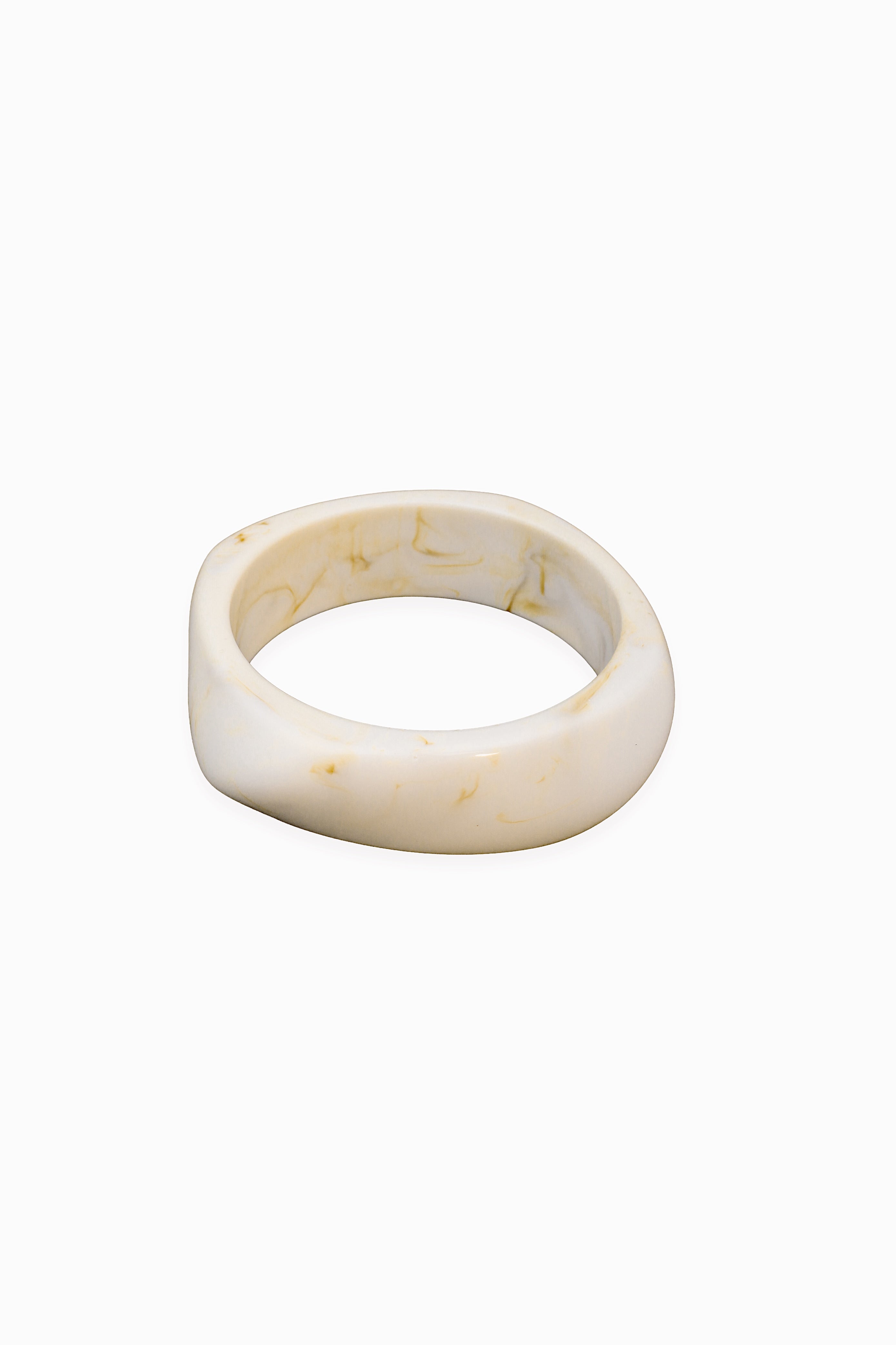 White Cream Marbled Resin Bangle
